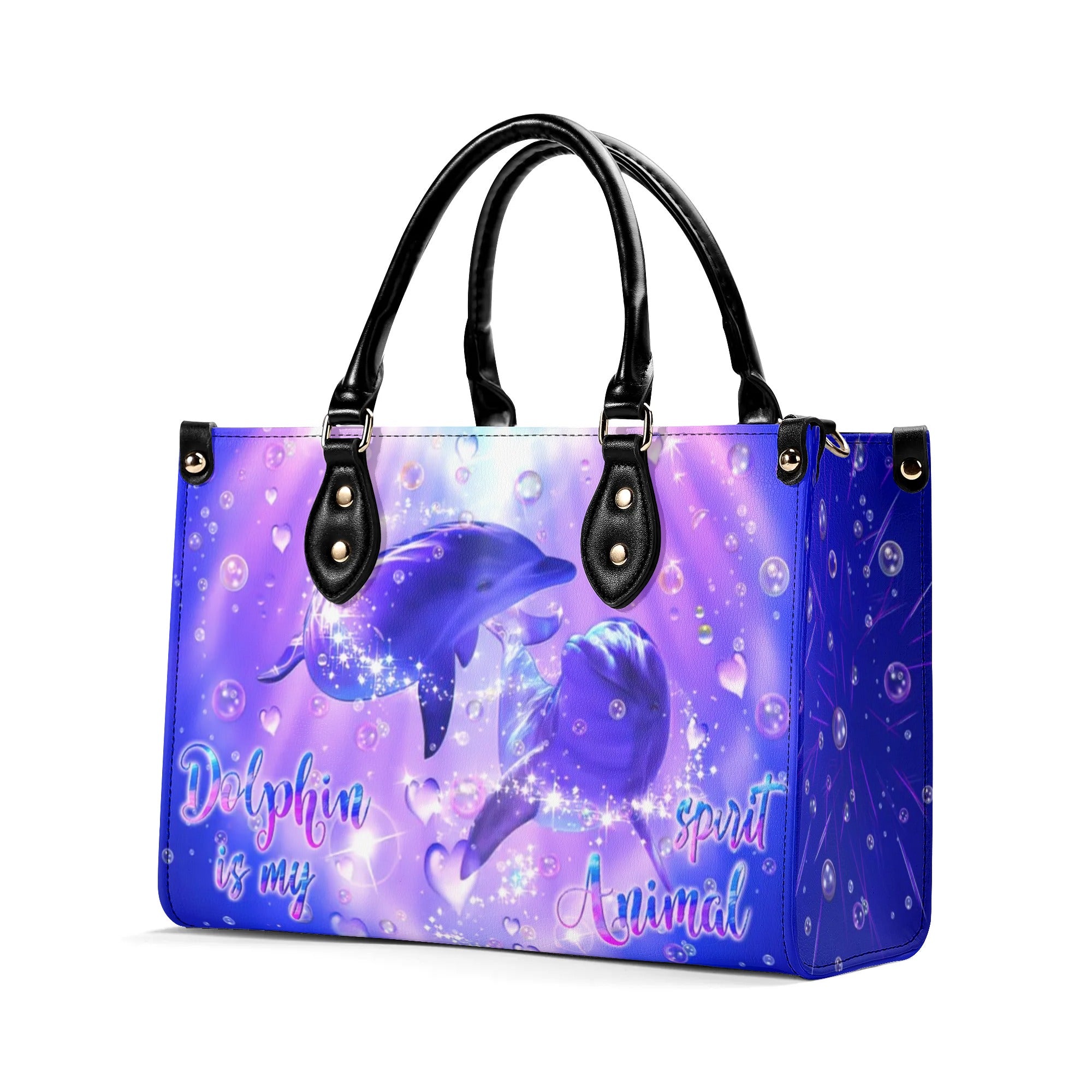 DOLPHIN IS MY SPIRIT ANIMAL LEATHER HANDBAG - YHLN0207244