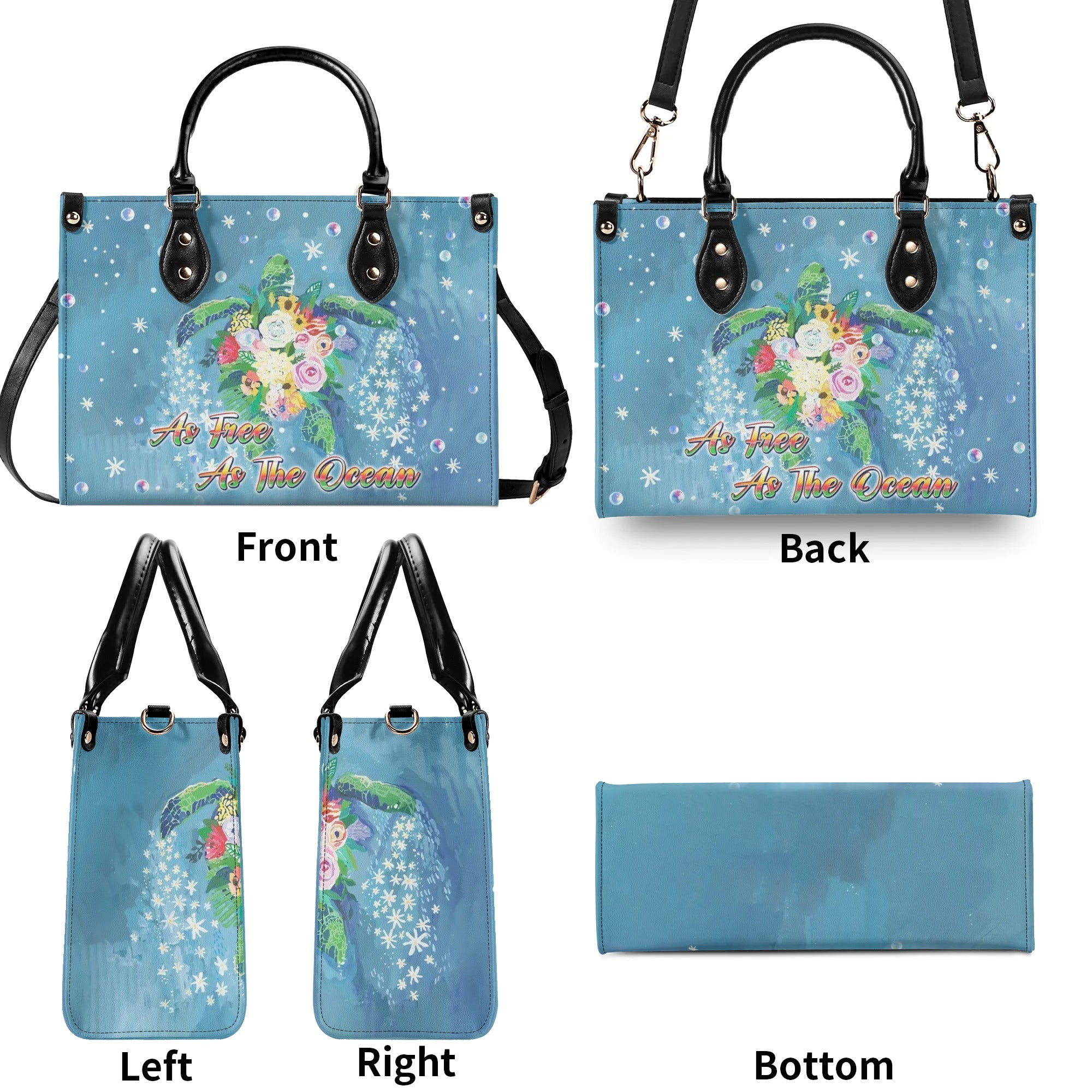 AS FREE AS THE OCEAN TURTLE LEATHER HANDBAG - TLPQ1009241