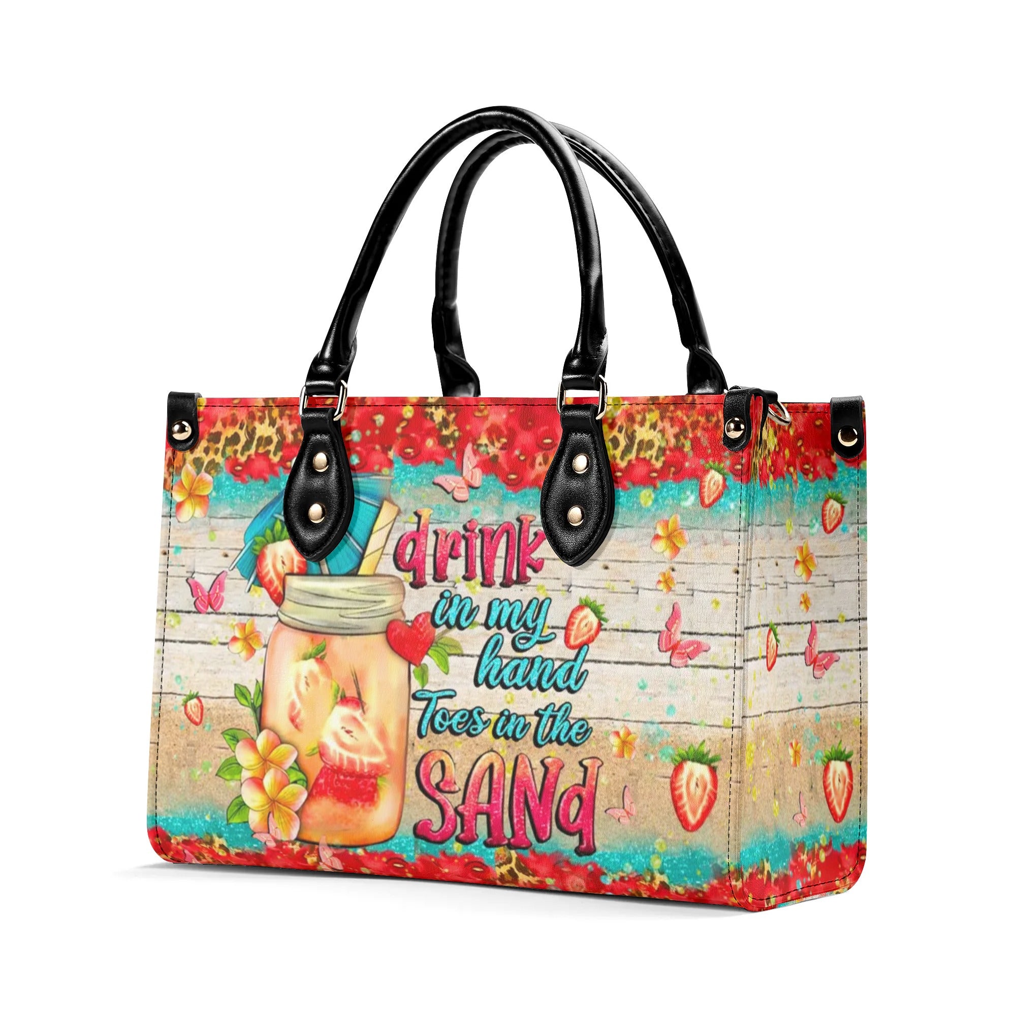 DRINK IN MY HAND TOES IN THE SAND LEATHER HANDBAG - YHHN2506244