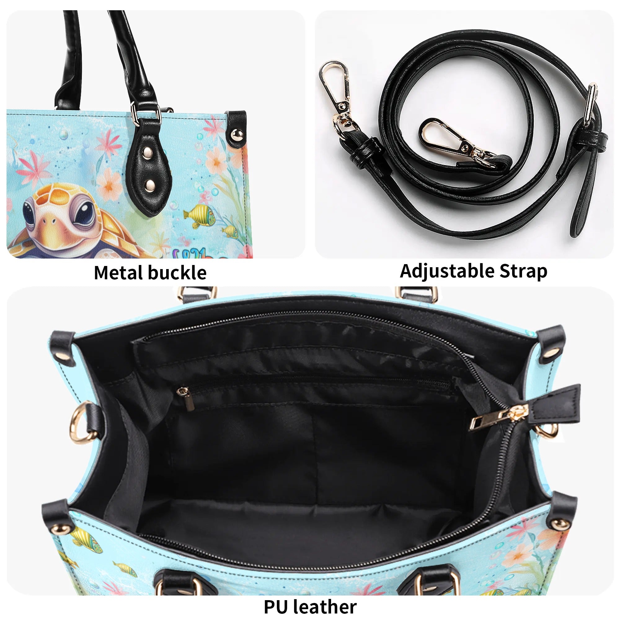 JUST A GIRL WHO LOVES TURTLES LEATHER HANDBAG - YHLT1410245