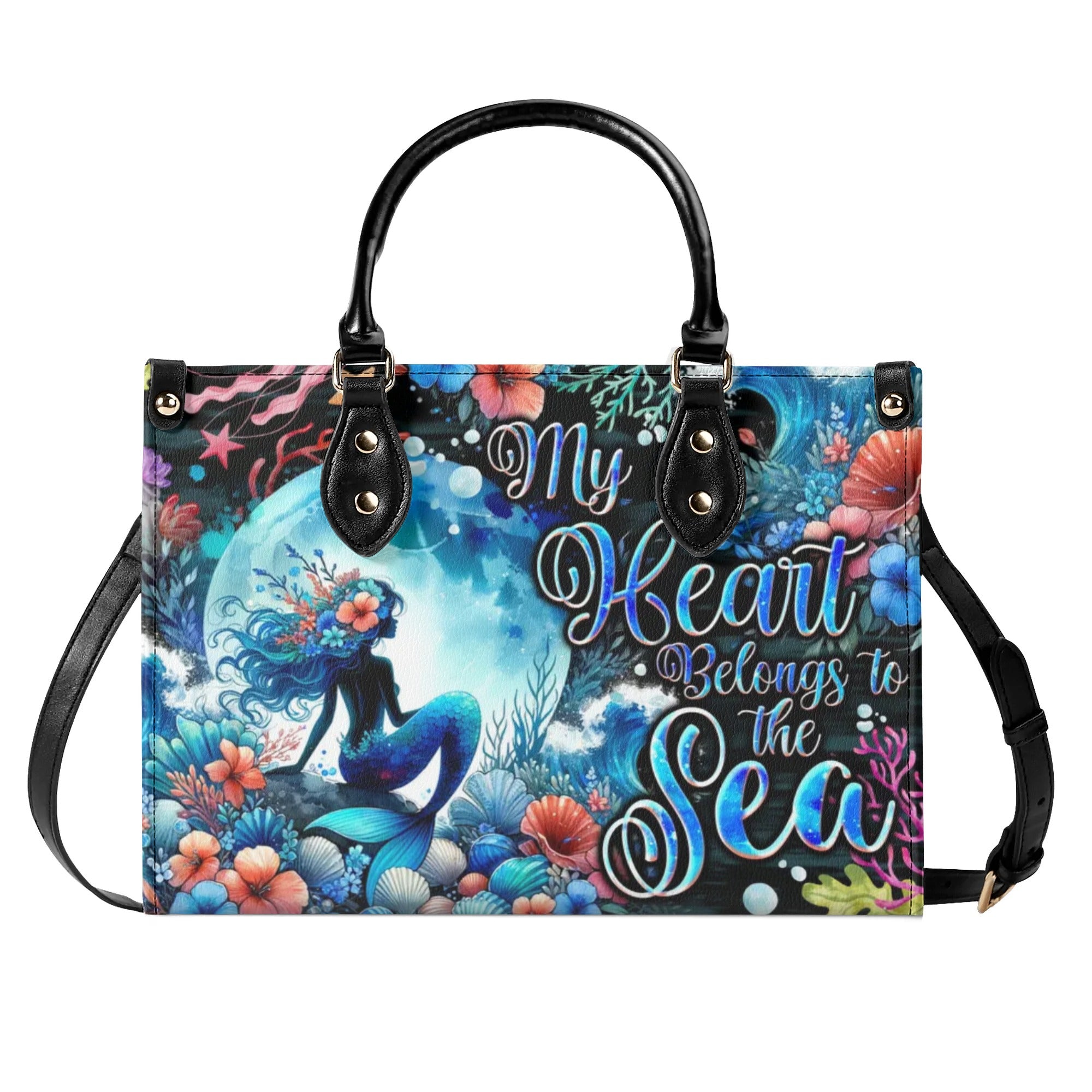 MY HEART BELONGS TO THE SEA MERMAID LEATHER HANDBAG - TYQY2805245