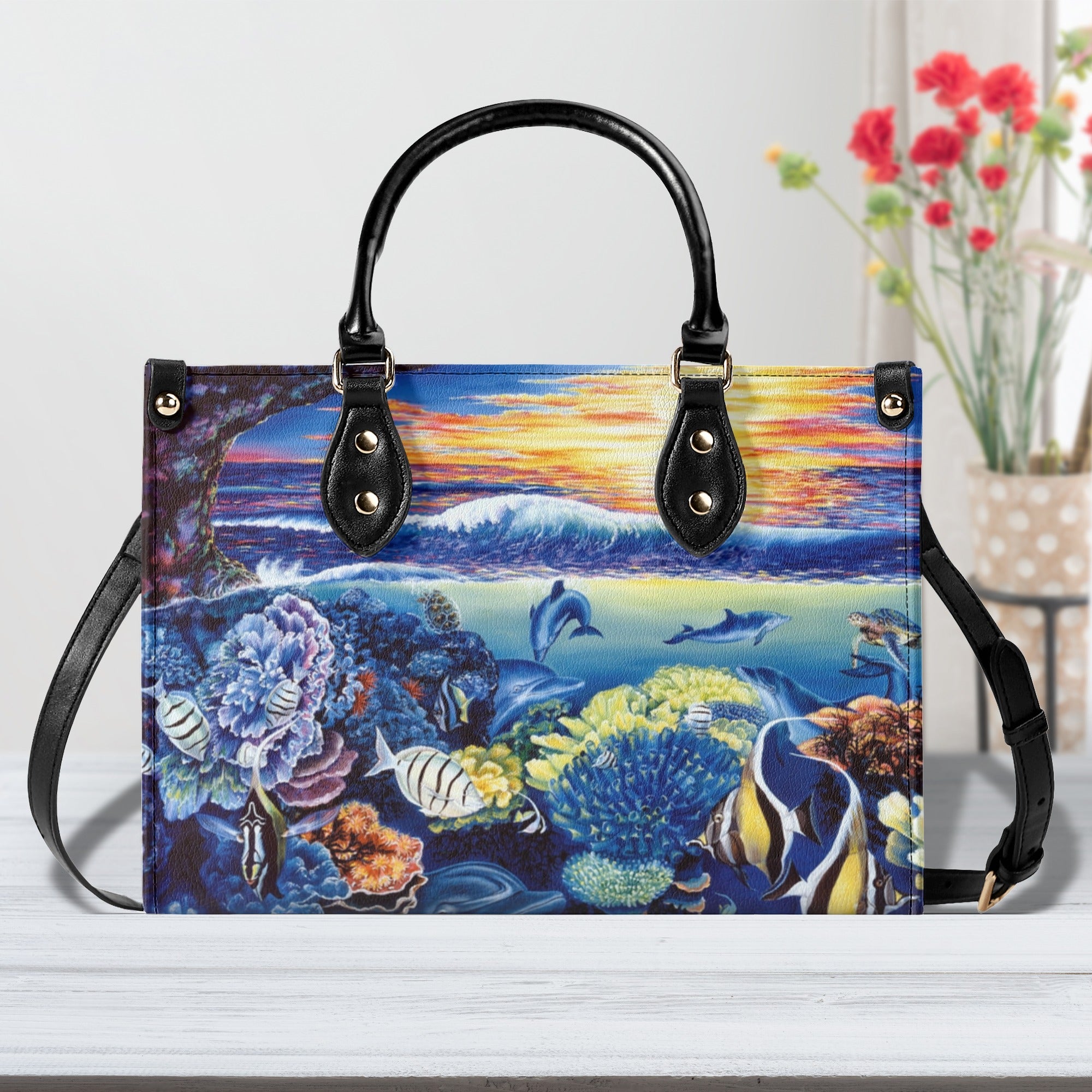 PAINTING OCEAN LEATHER HANDBAG - YHHG3010244