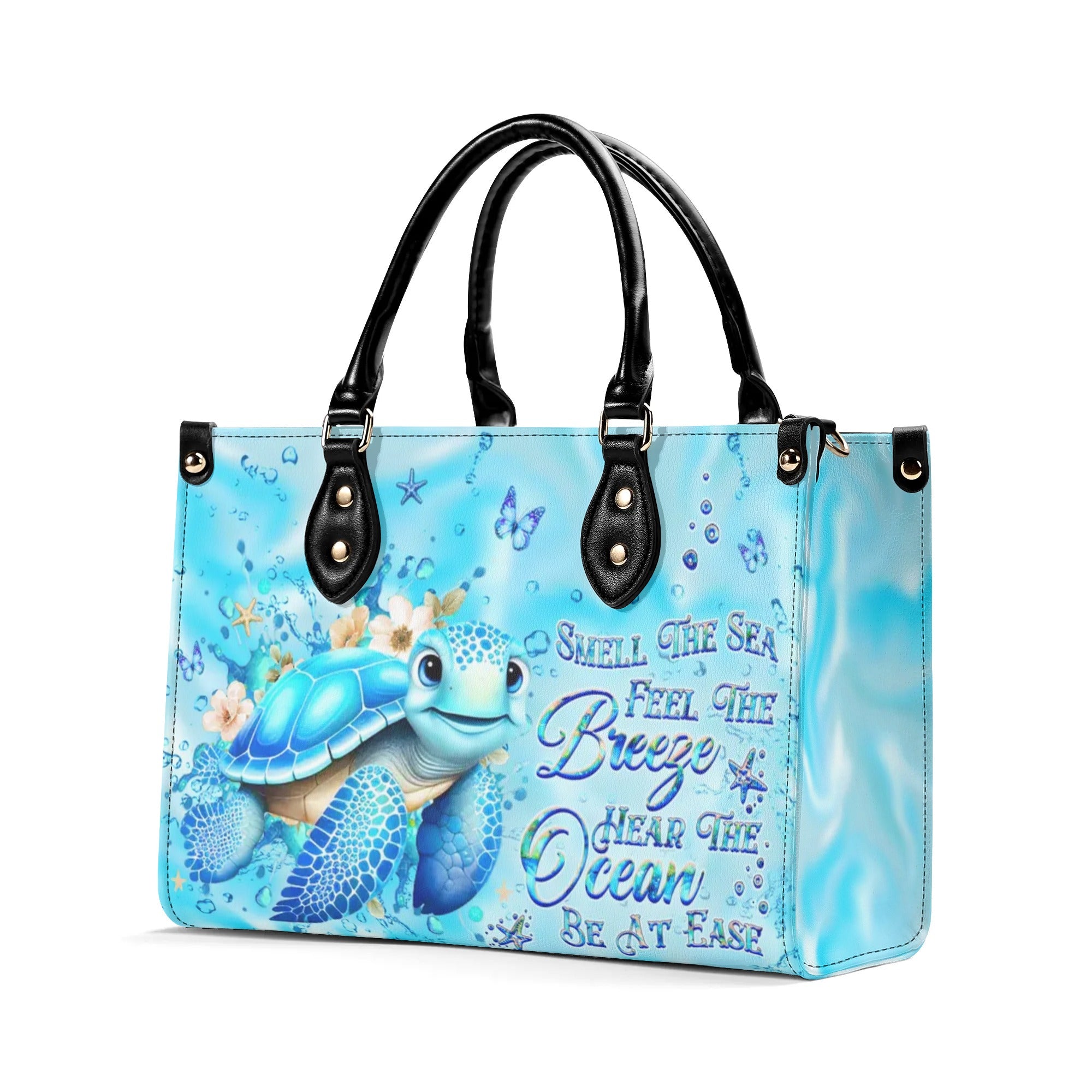 SMELL THE SEA FEEL THE BREEZE TURTLE LEATHER HANDBAG - YHHG1508244