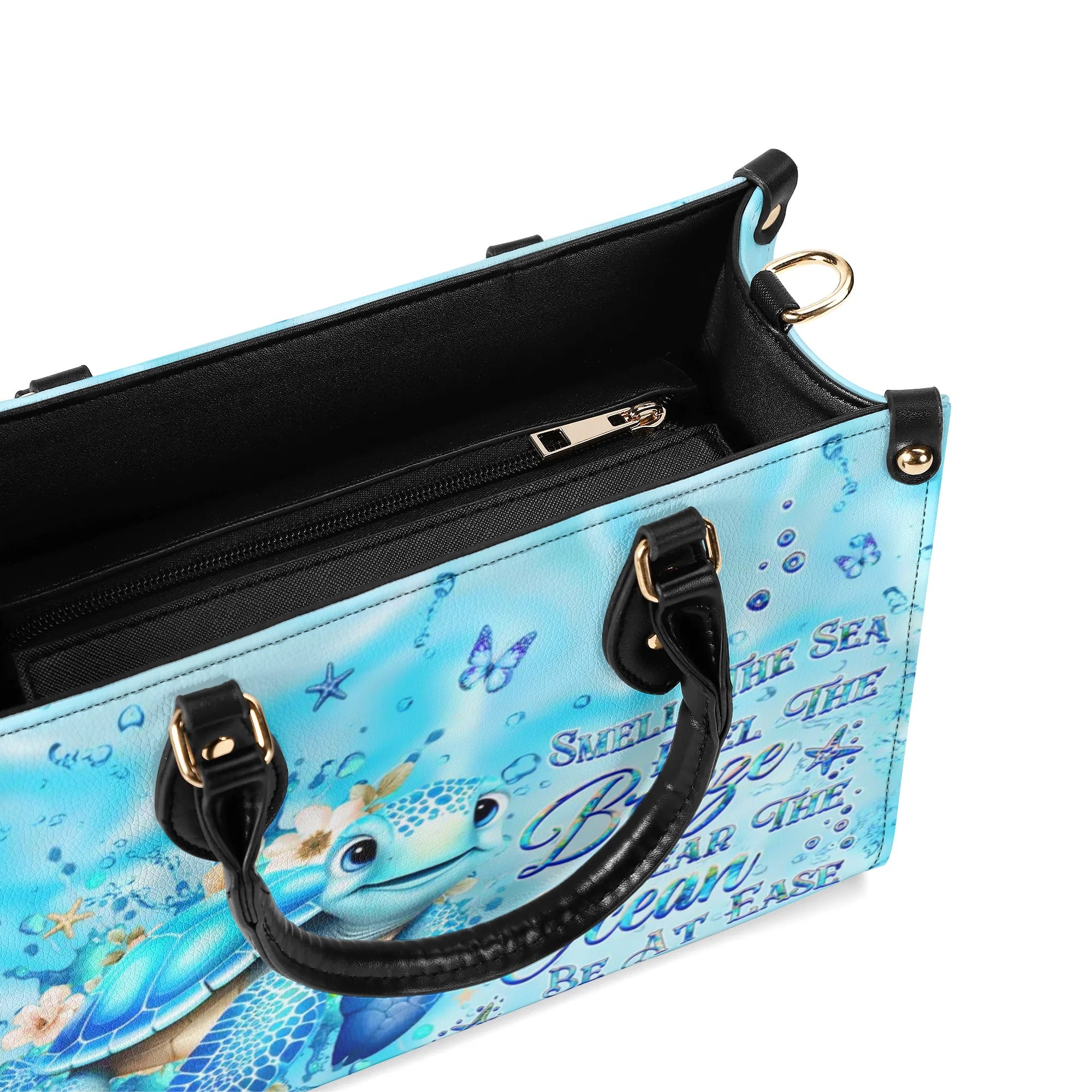 SMELL THE SEA FEEL THE BREEZE TURTLE LEATHER HANDBAG - YHHG1508244