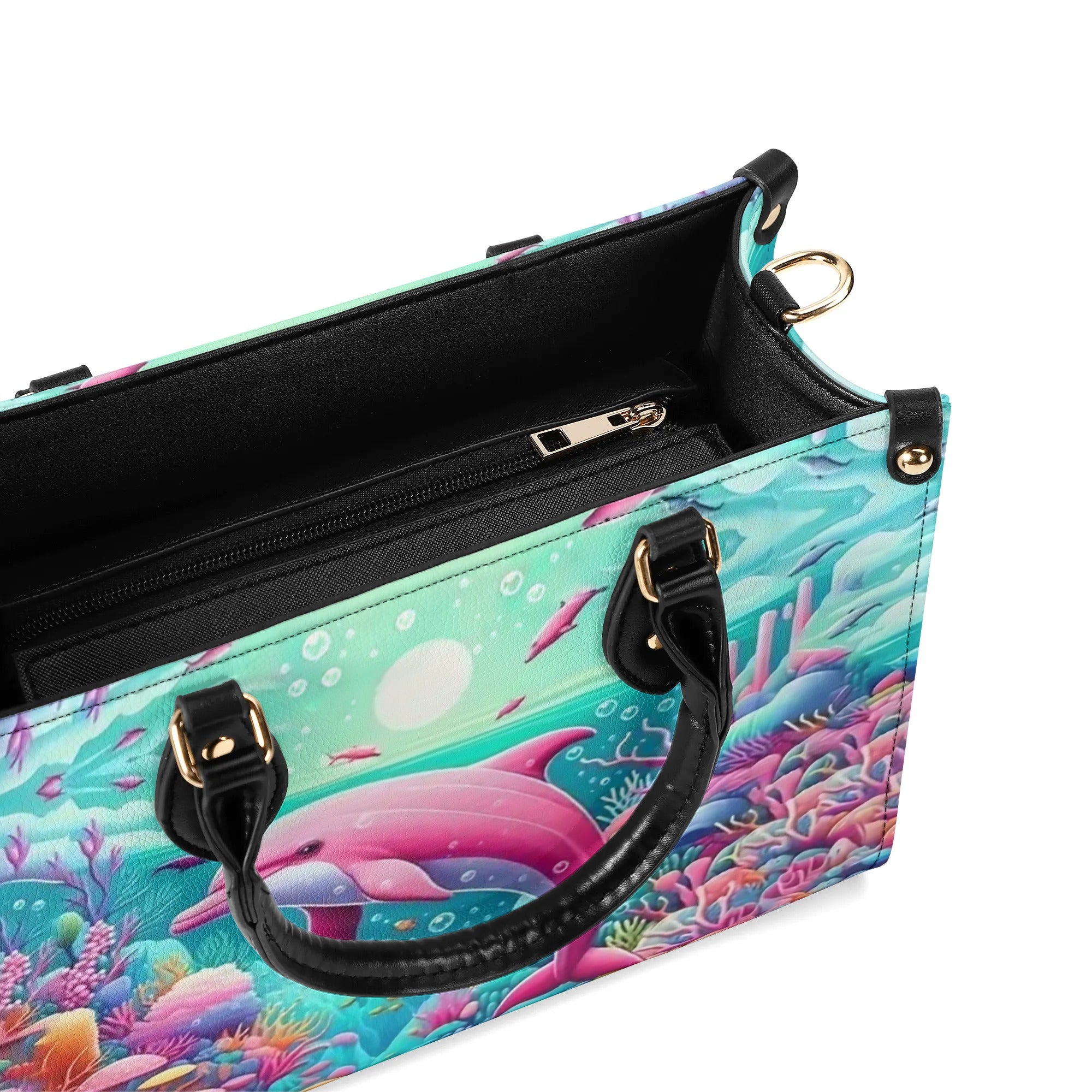 DOLPHIN IN THE OCEAN LEATHER HANDBAG - YHHG0407244