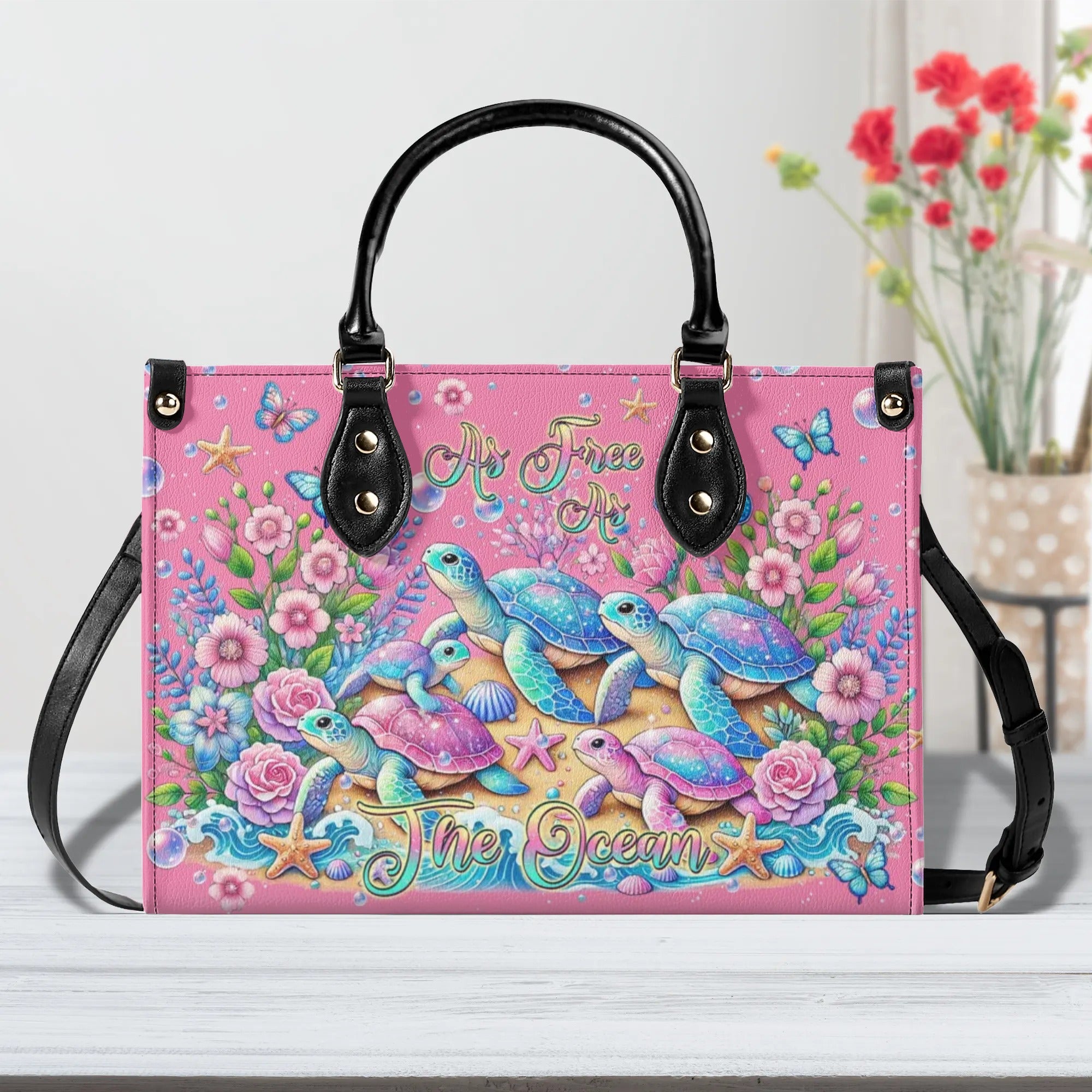 AS FREE AS THE OCEAN TURTLE LEATHER HANDBAG - TLPQ0907244