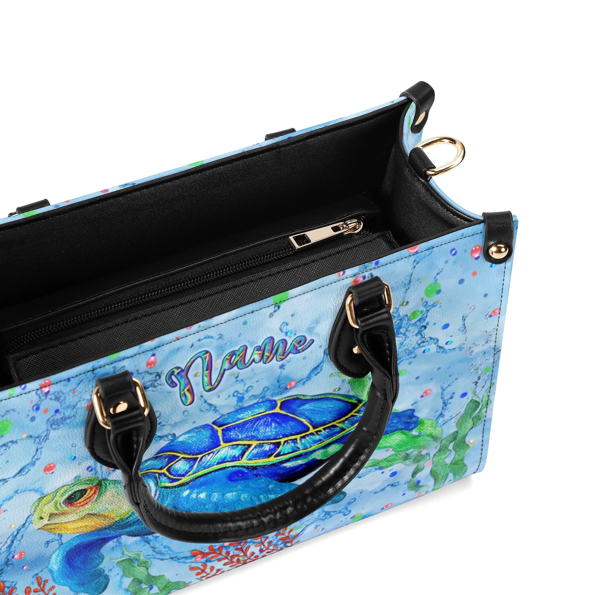 PAINTING SEA TURTLE LEATHER HANDBAG - YHLN2612244