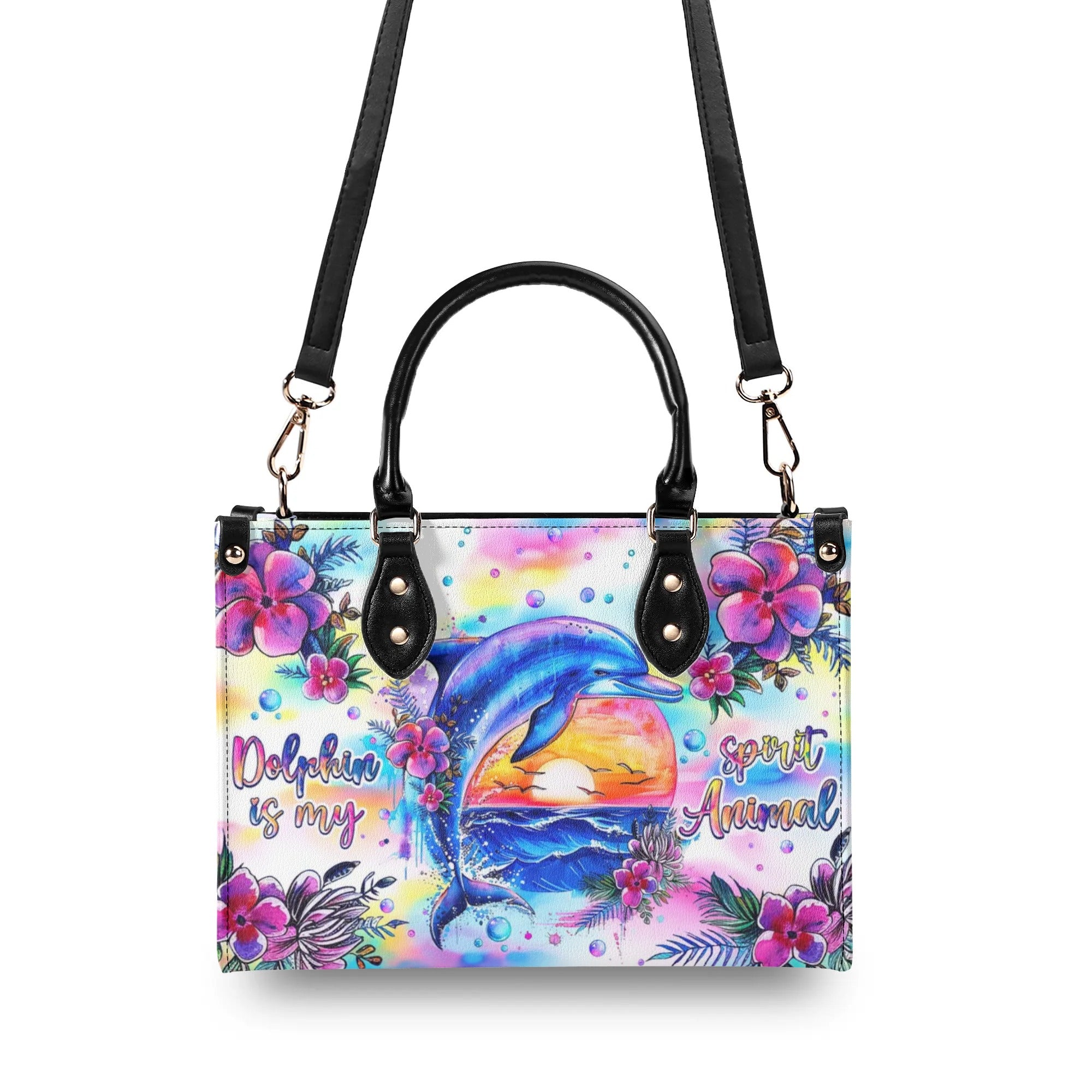 DOLPHIN IS MY SPIRIT ANIMAL LEATHER HANDBAG - TLNZ2106244