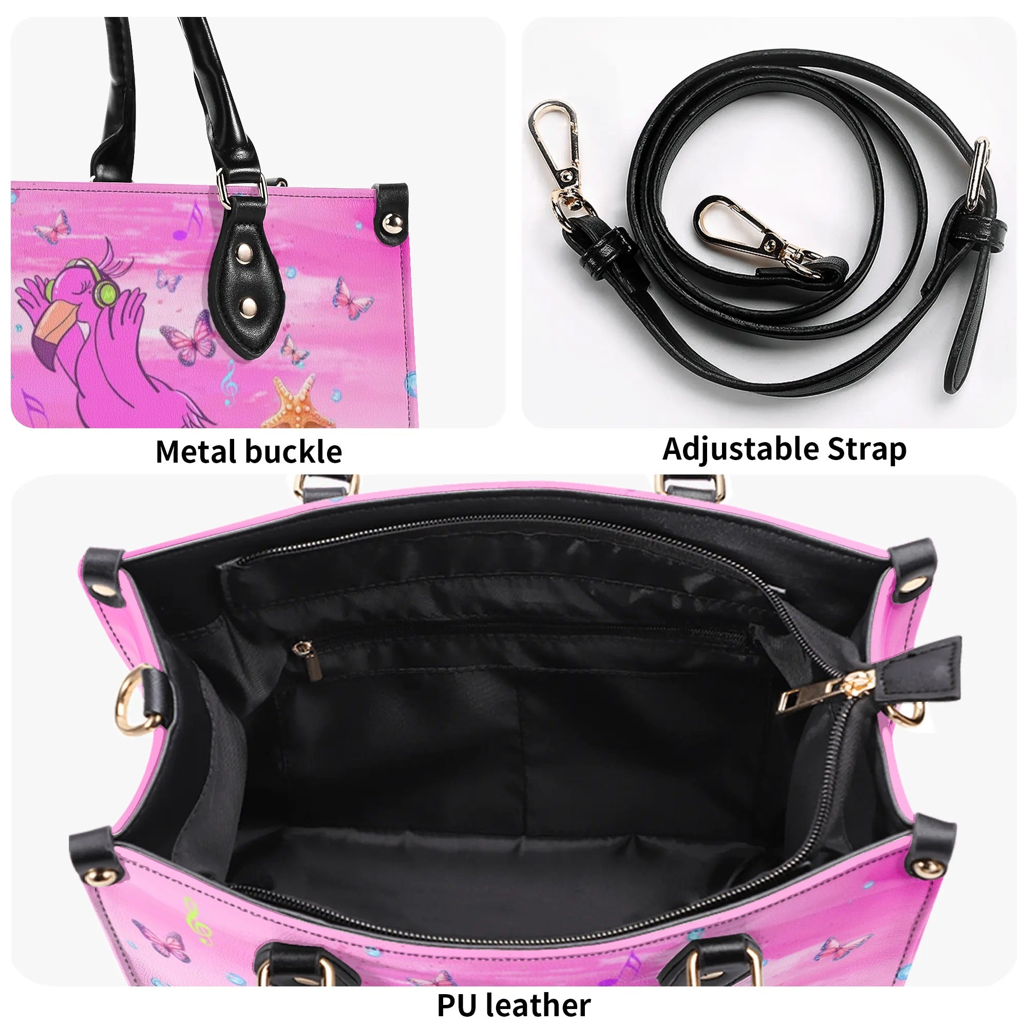 DON'T WORRY BEACH HAPPY FLAMINGO LEATHER HANDBAG - YHLT0310244