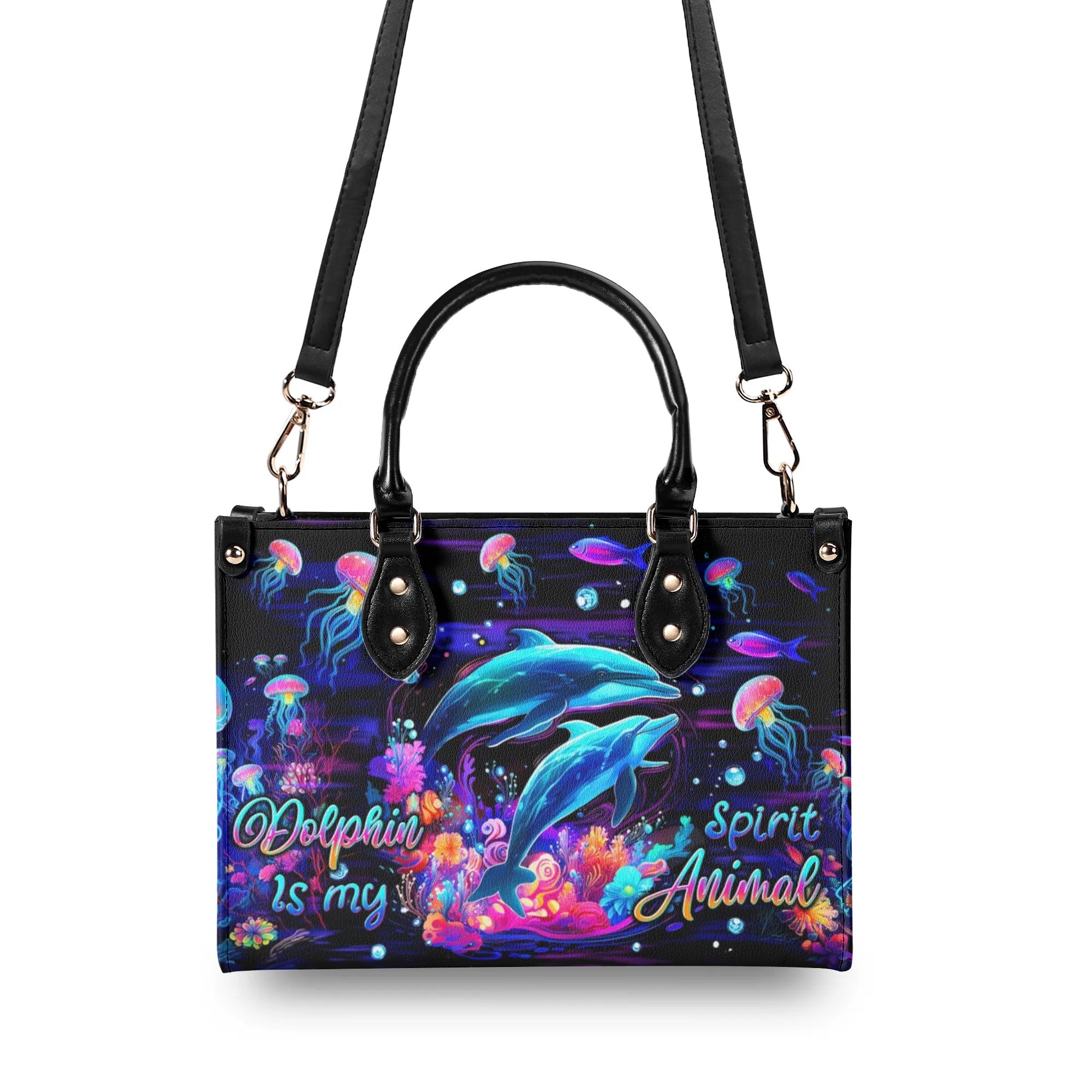 DOLPHIN IS MY SPIRIT ANIMAL LEATHER HANDBAG - TLTW1306245