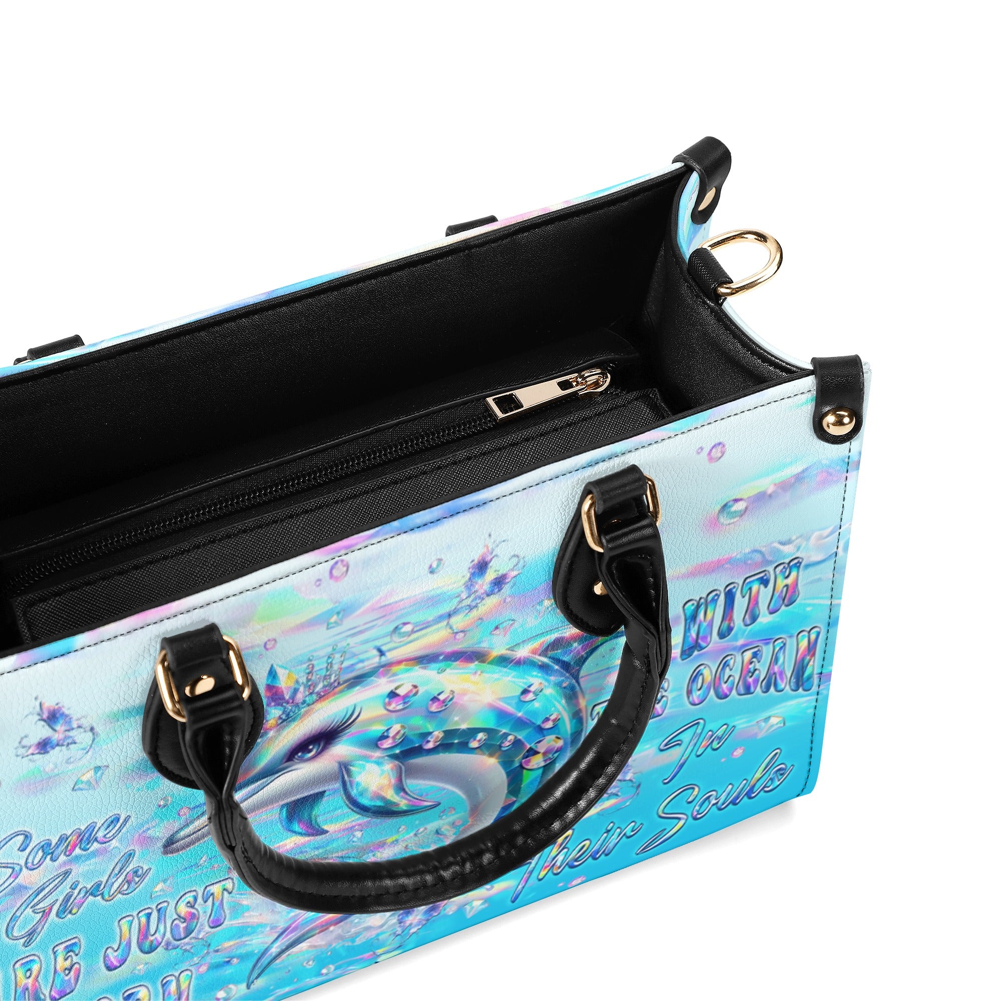 SOME GIRLS ARE JUST BORN DOLPHIN LEATHER HANDBAG - YHLT0612244