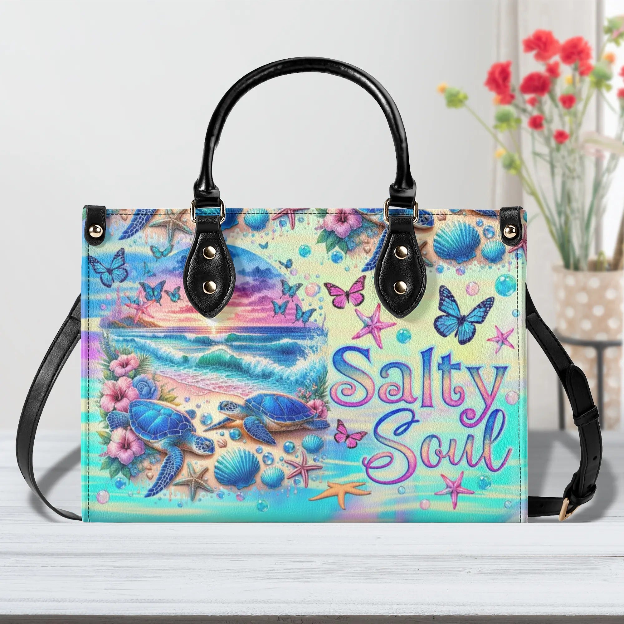 SALTY SOUL TURTLE LEATHER HANDBAG - TLNO3007244