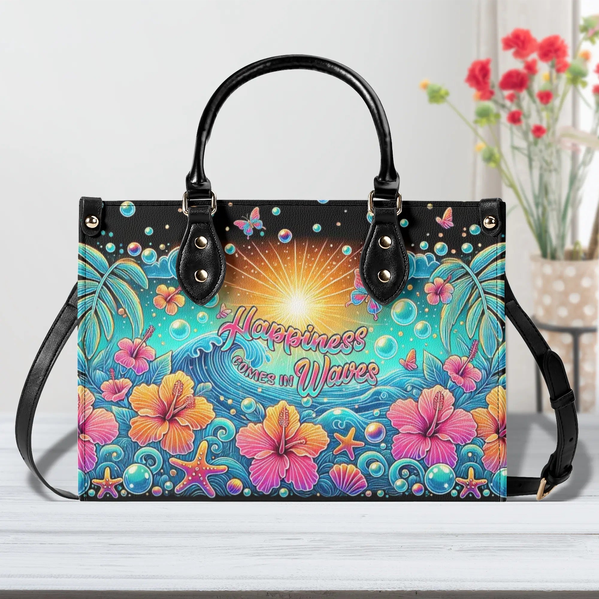 HAPPINESS COMES IN WAVES LEATHER HANDBAG - TLPQ0608244