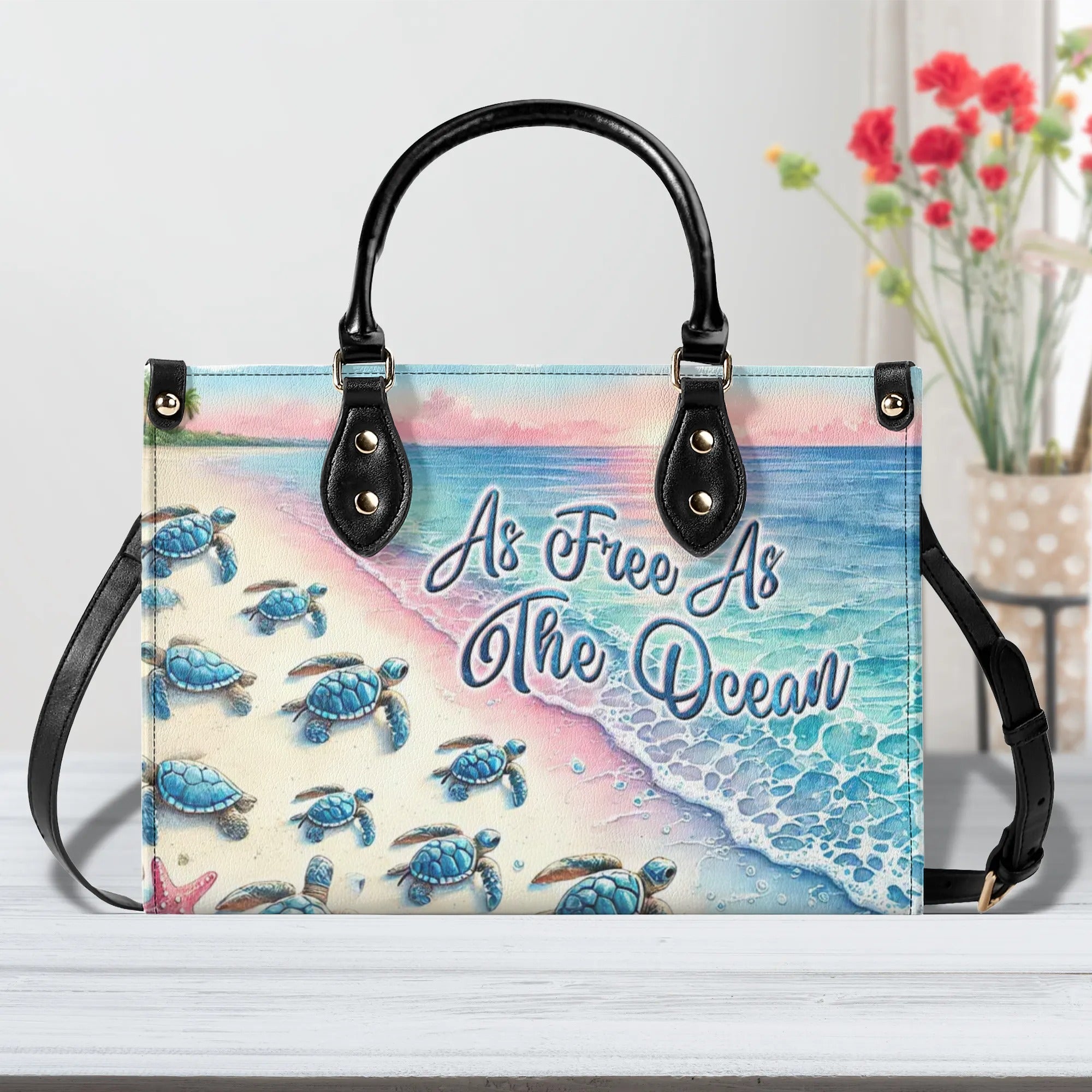 AS FREE AS THE OCEAN TURTLE LEATHER HANDBAG - TLTW2908243