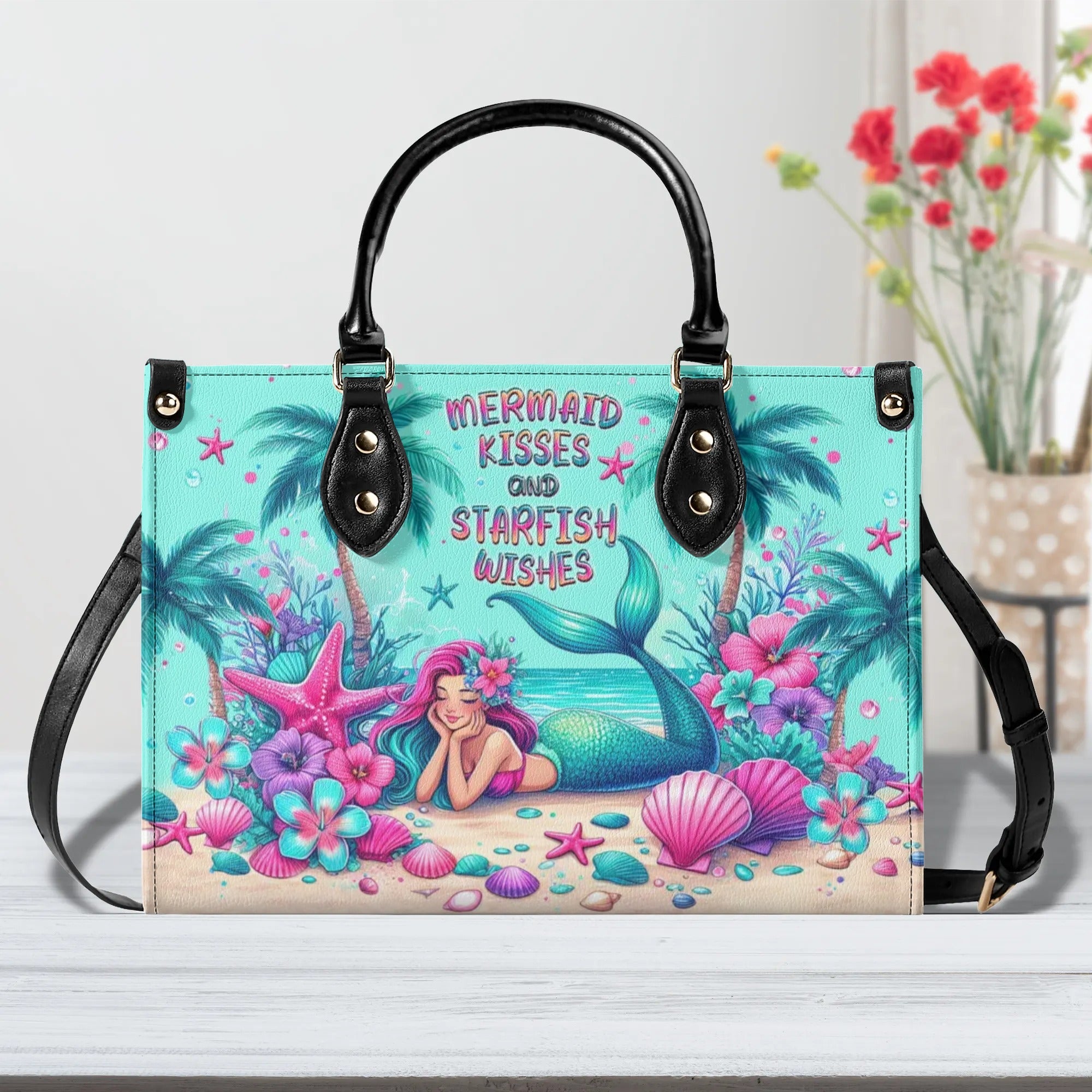 MERMAID KISSES AND STARFISH WISHES LEATHER HANDBAG - TLPQ2506245