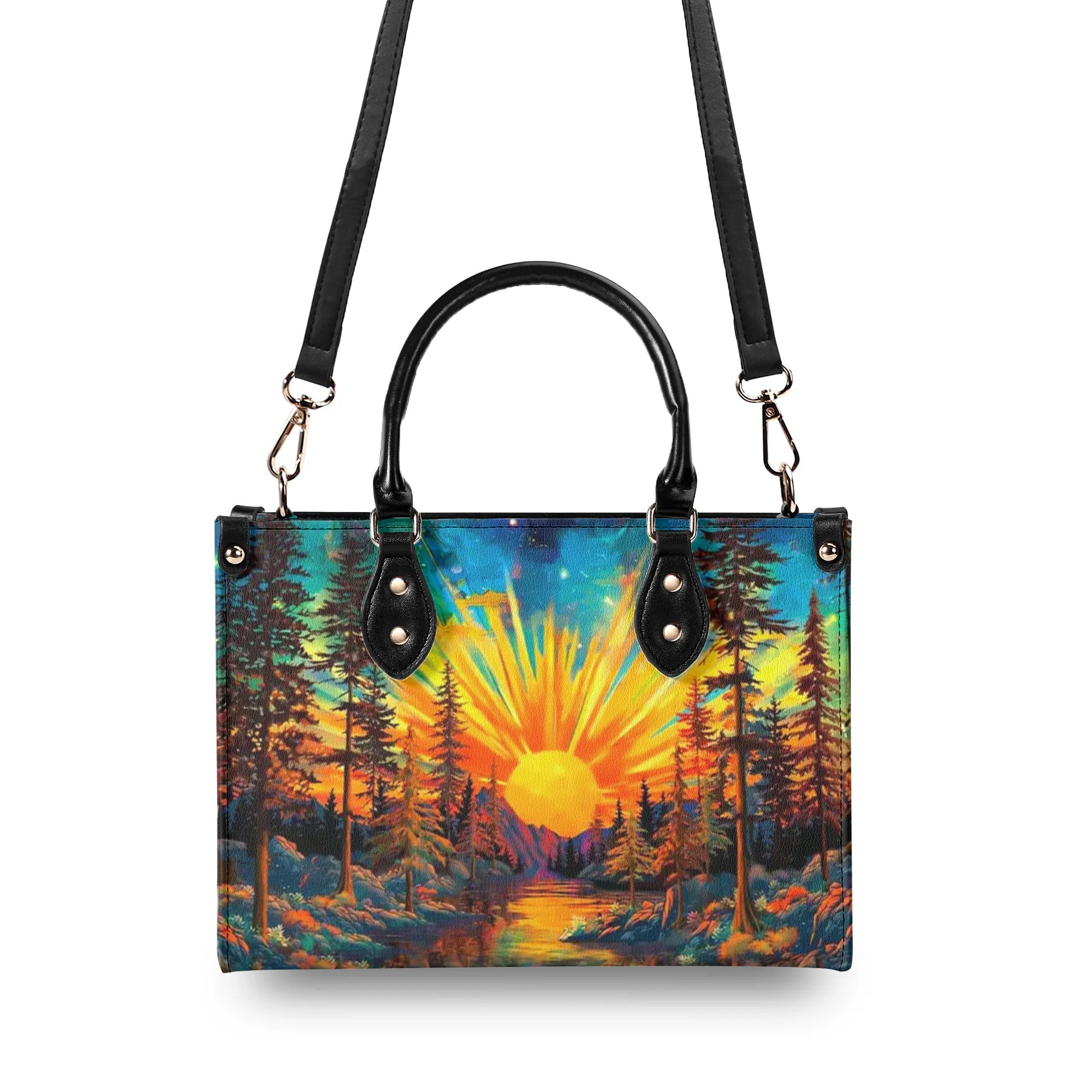 BEAUTIFUL SUN SCENE LEATHER HANDBAG - YHHN1009243