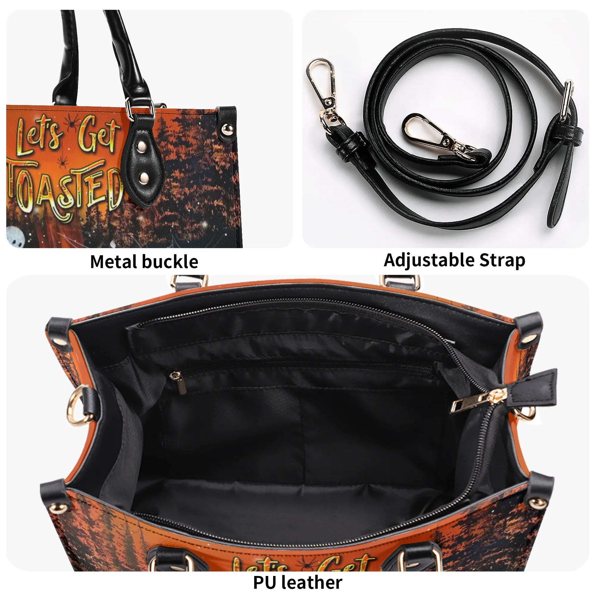 LET'S GET TOASTED BOOS HALLOWEEN LEATHER HANDBAG - YHDU1608244