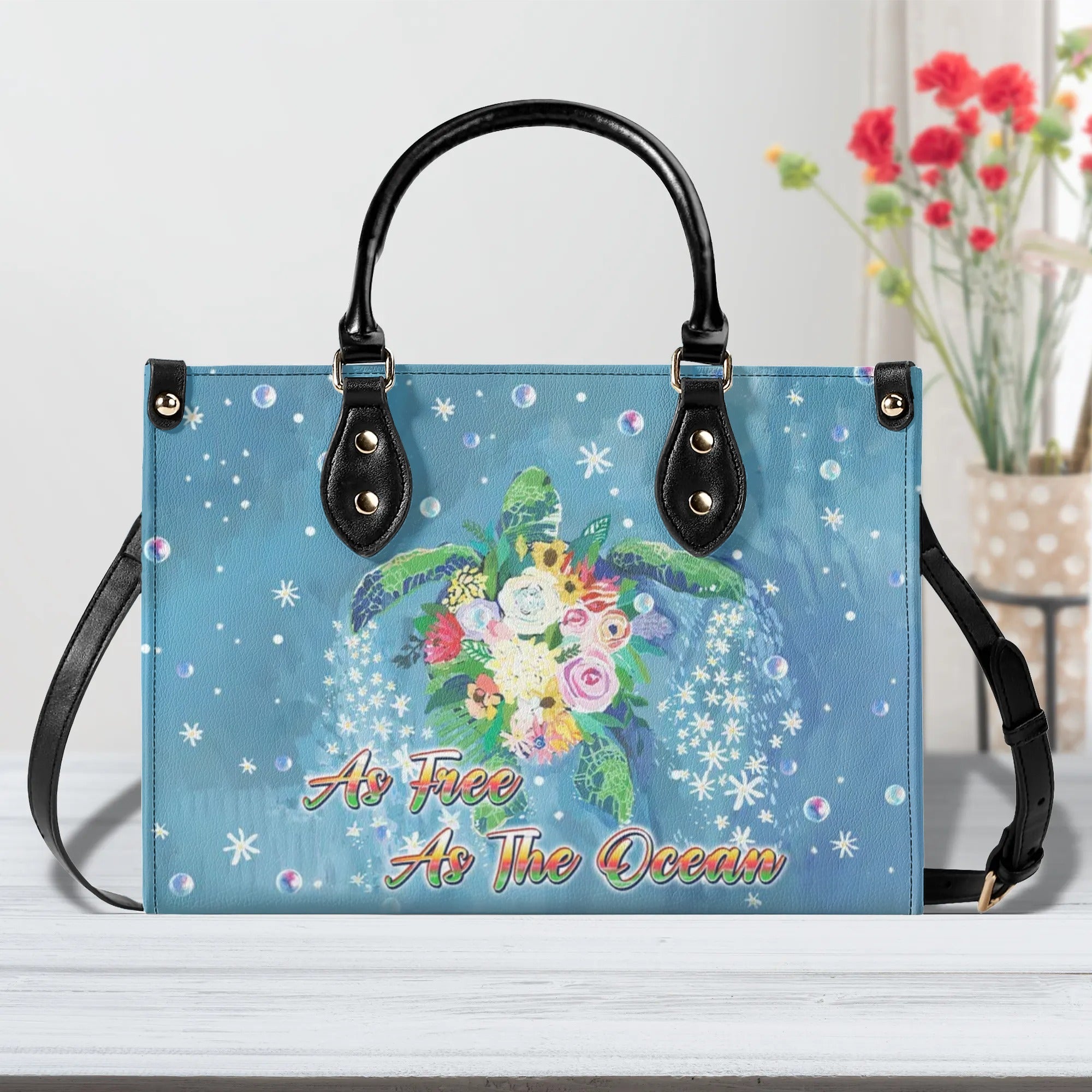 AS FREE AS THE OCEAN TURTLE LEATHER HANDBAG - TLPQ1009241