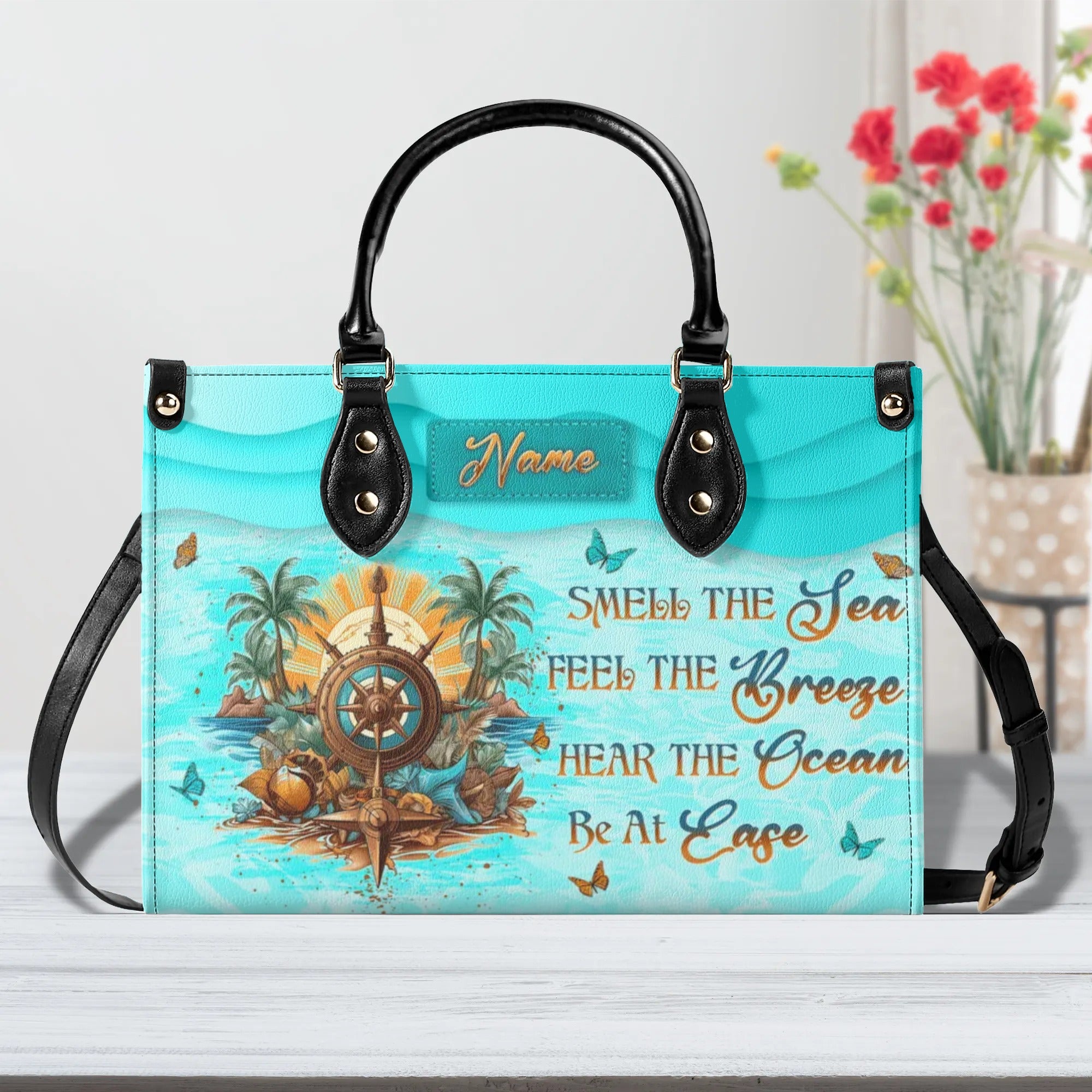 SMELL THE SEA FEEL THE BREEZE LEATHER HANDBAG - YHLN1706242