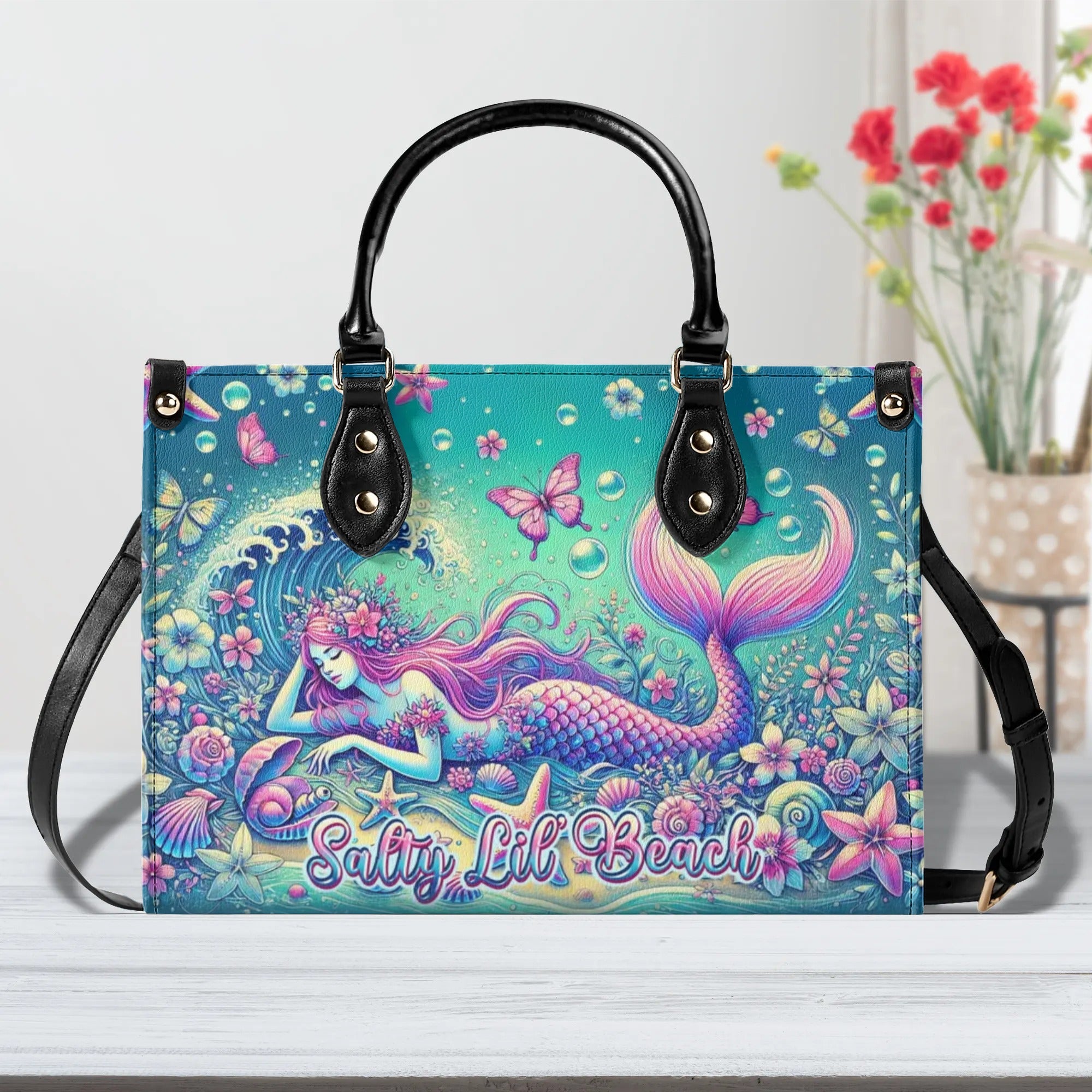 SALTY LIL' BEACH MERMAID LEATHER HANDBAG - TLPQ0207241