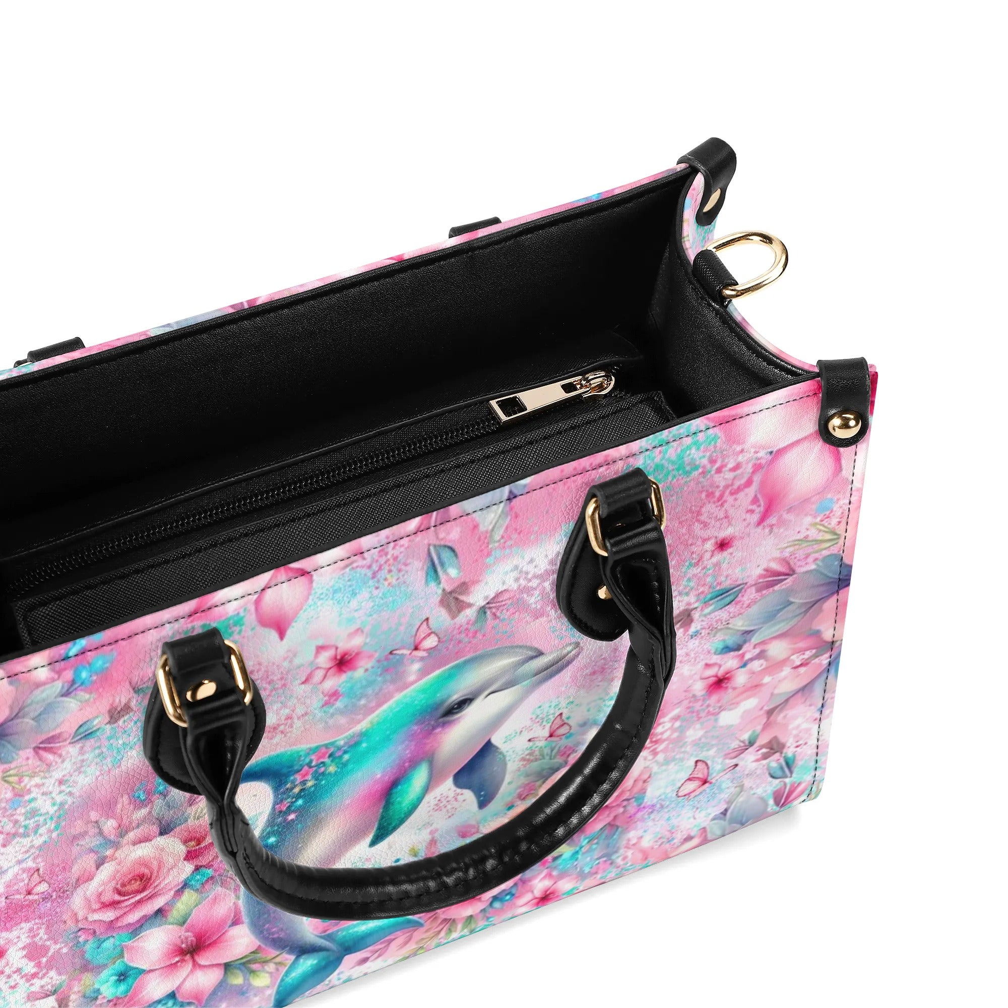 DOLPHIN FLORAL LEATHER HANDBAG - YHLT1107242