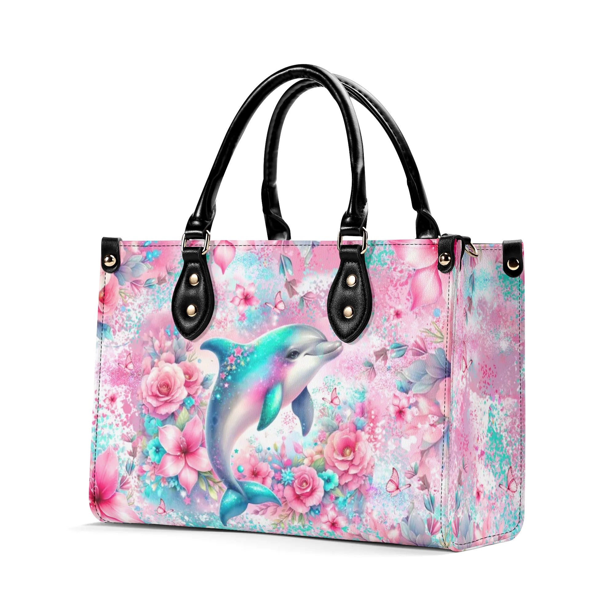 DOLPHIN FLORAL LEATHER HANDBAG - YHLT1107242