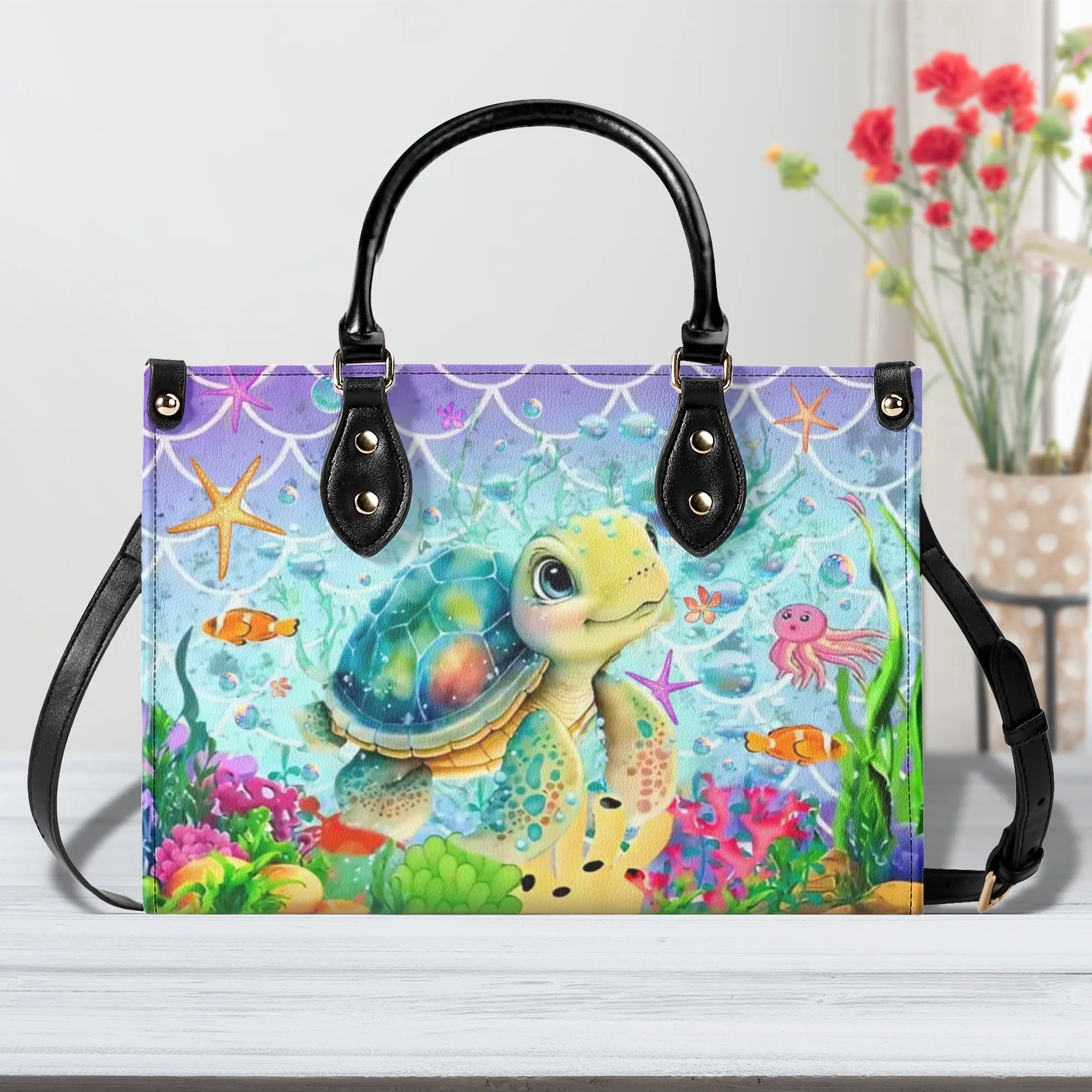 SEA TURTLE LEATHER HANDBAG - YHLT2808241