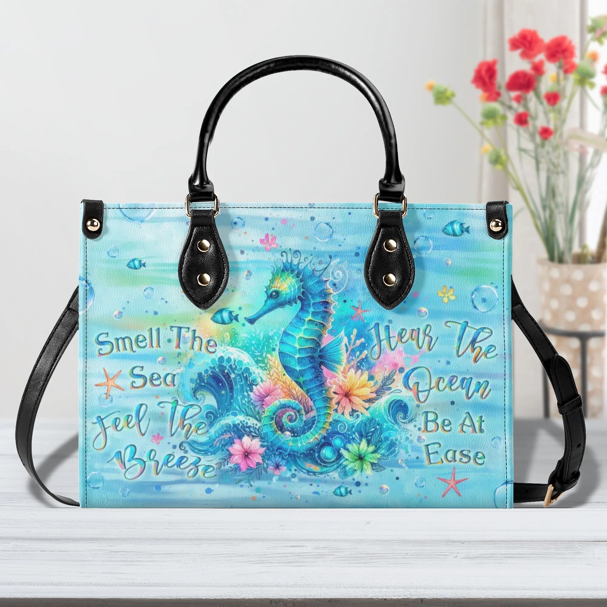 SMELL THE SEA FEEL THE BREEZE LEATHER HANDBAG - YHLT1408244