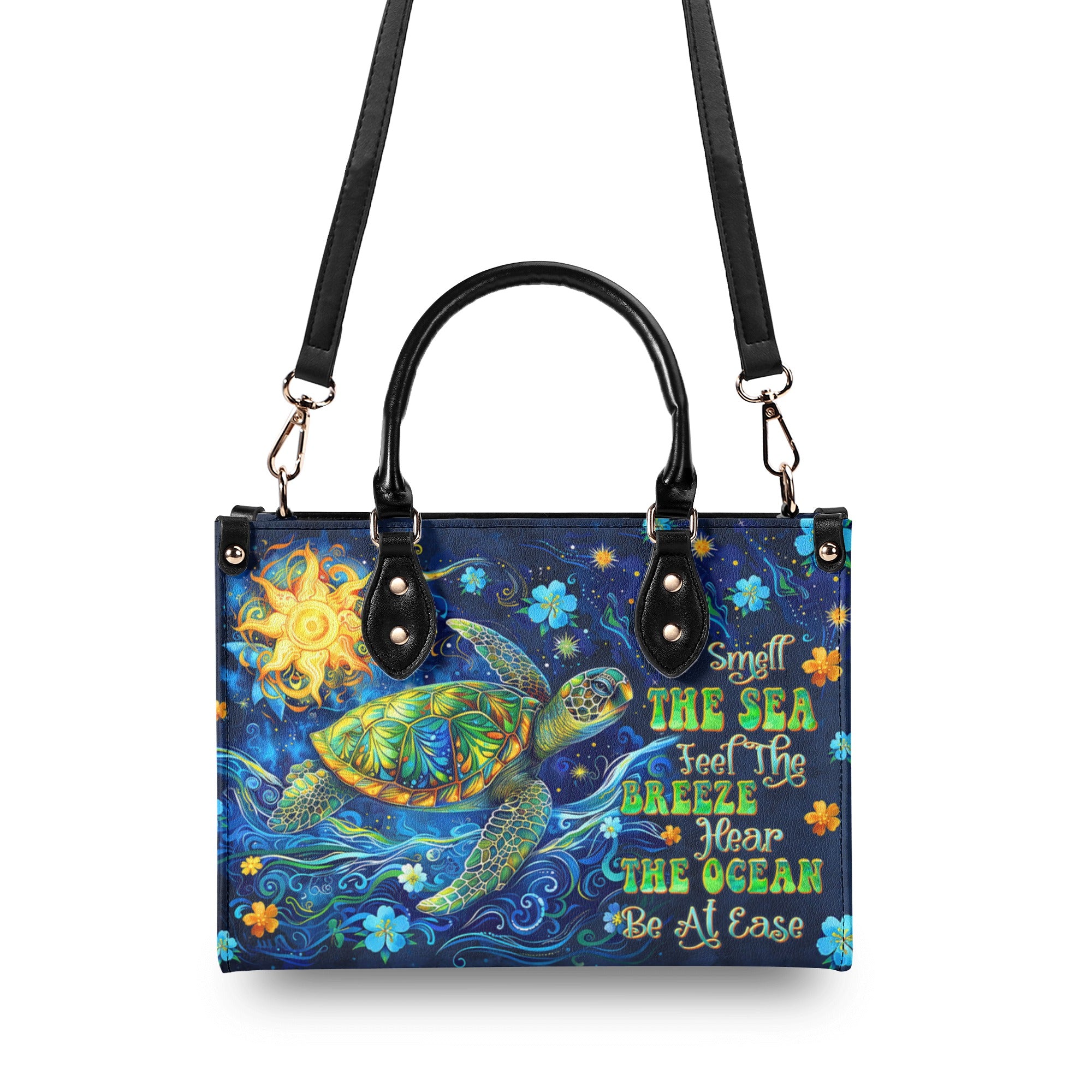 SMELL THE SEA FEEL THE BREEZE TURTLE  LEATHER HANDBAG - TLTW2712243