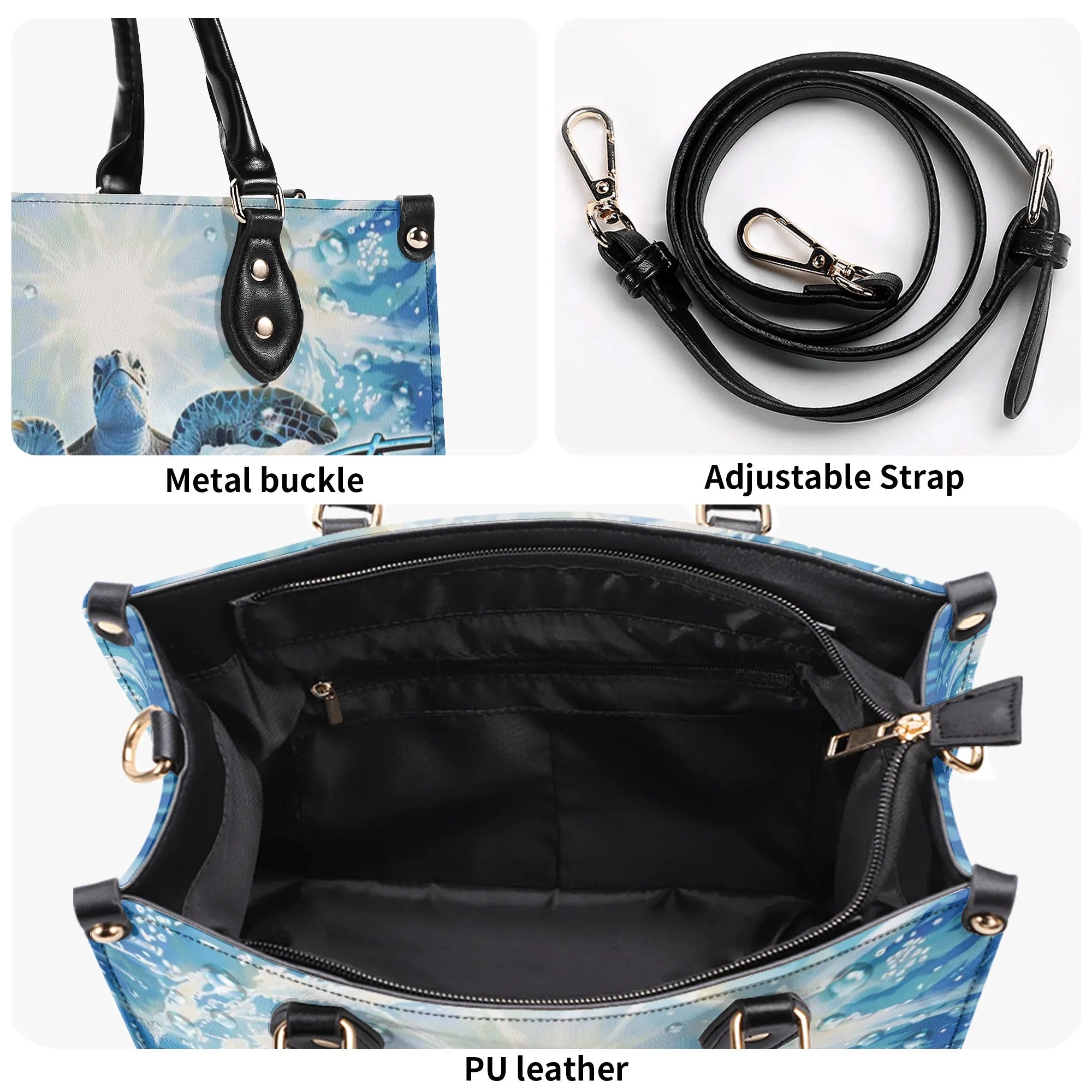 OCEAN TURTLE LEATHER HANDBAG - YHDU1907242