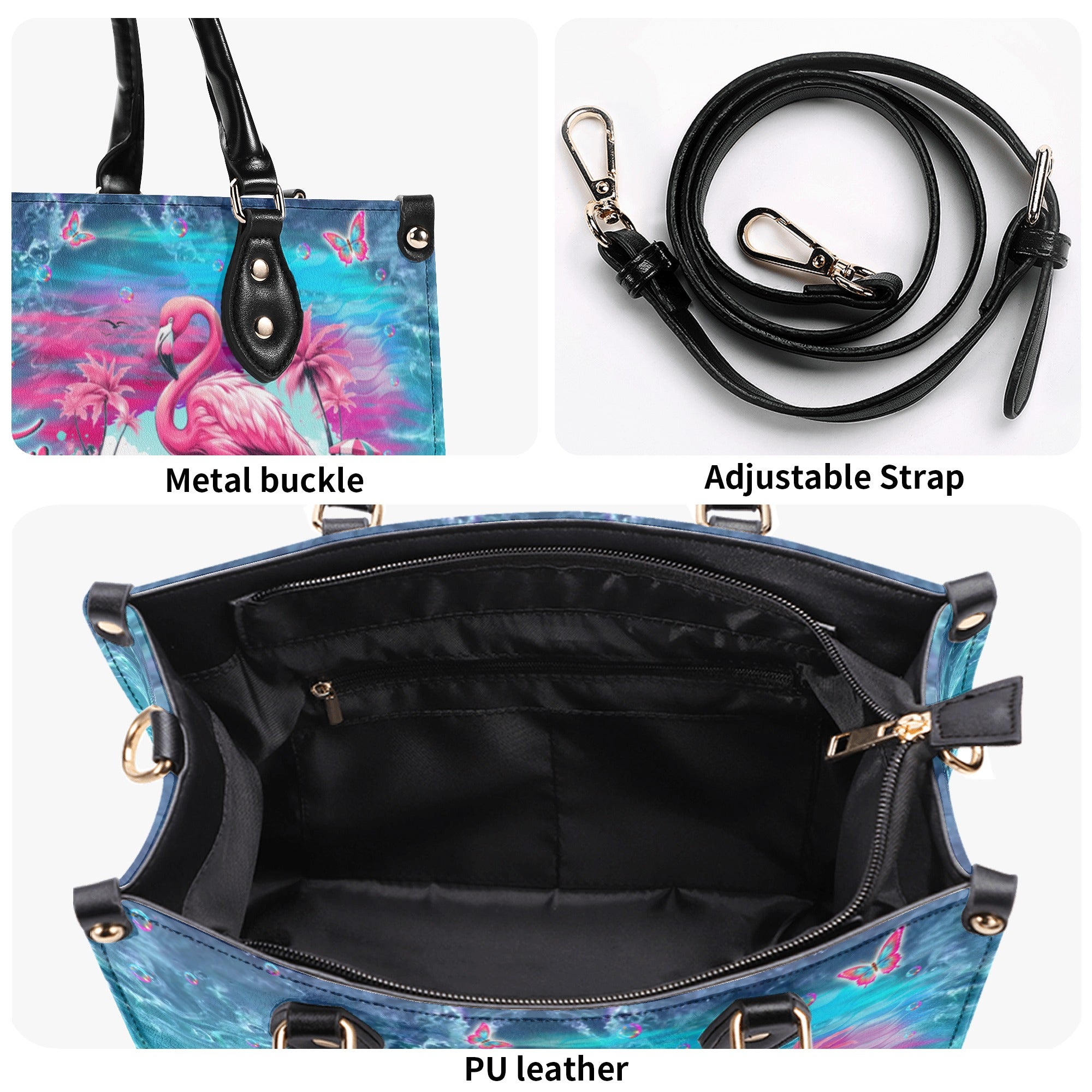 SALTWATER HEALS EVERYTHING FLAMINGO LEATHER HANDBAG - YHLN0212244