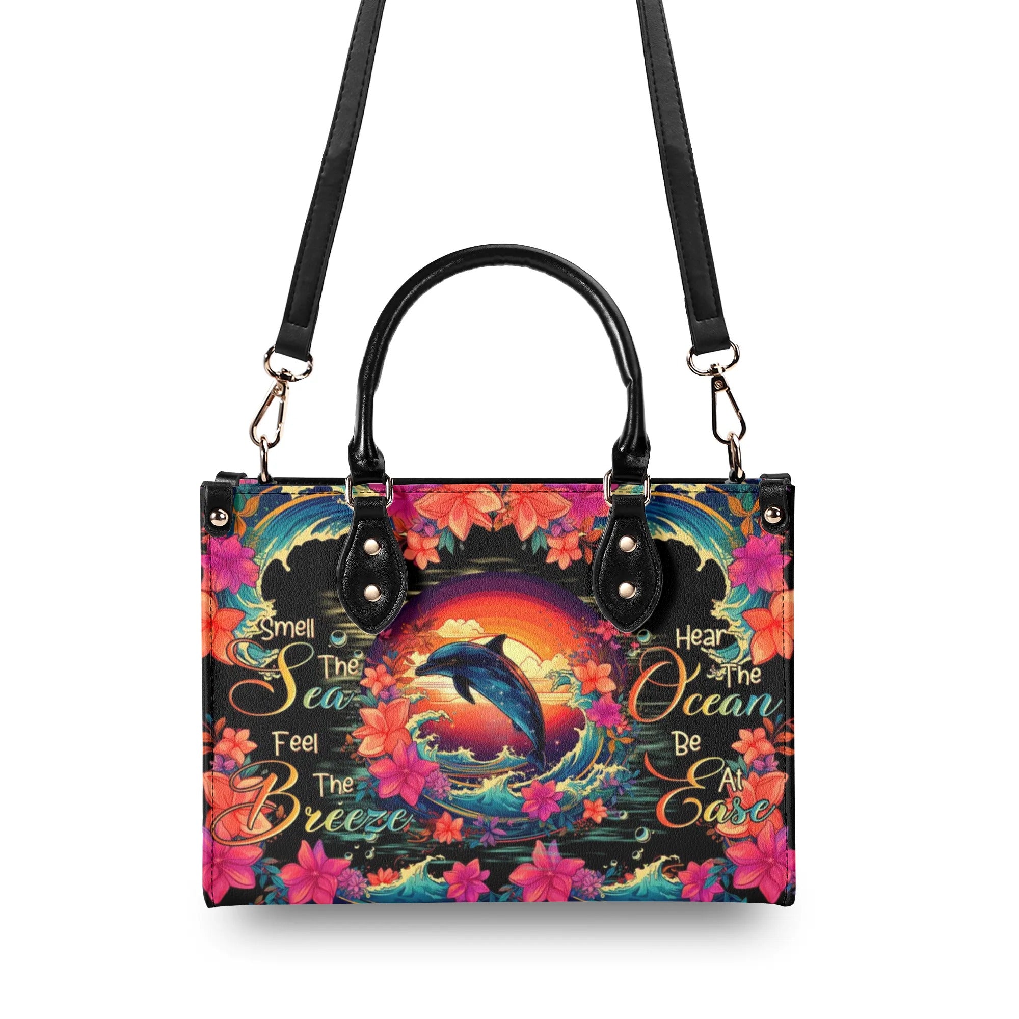 SMELL THE SEA FEEL THE BREEZE DOLPHIN LEATHER HANDBAG - TLTR0107244