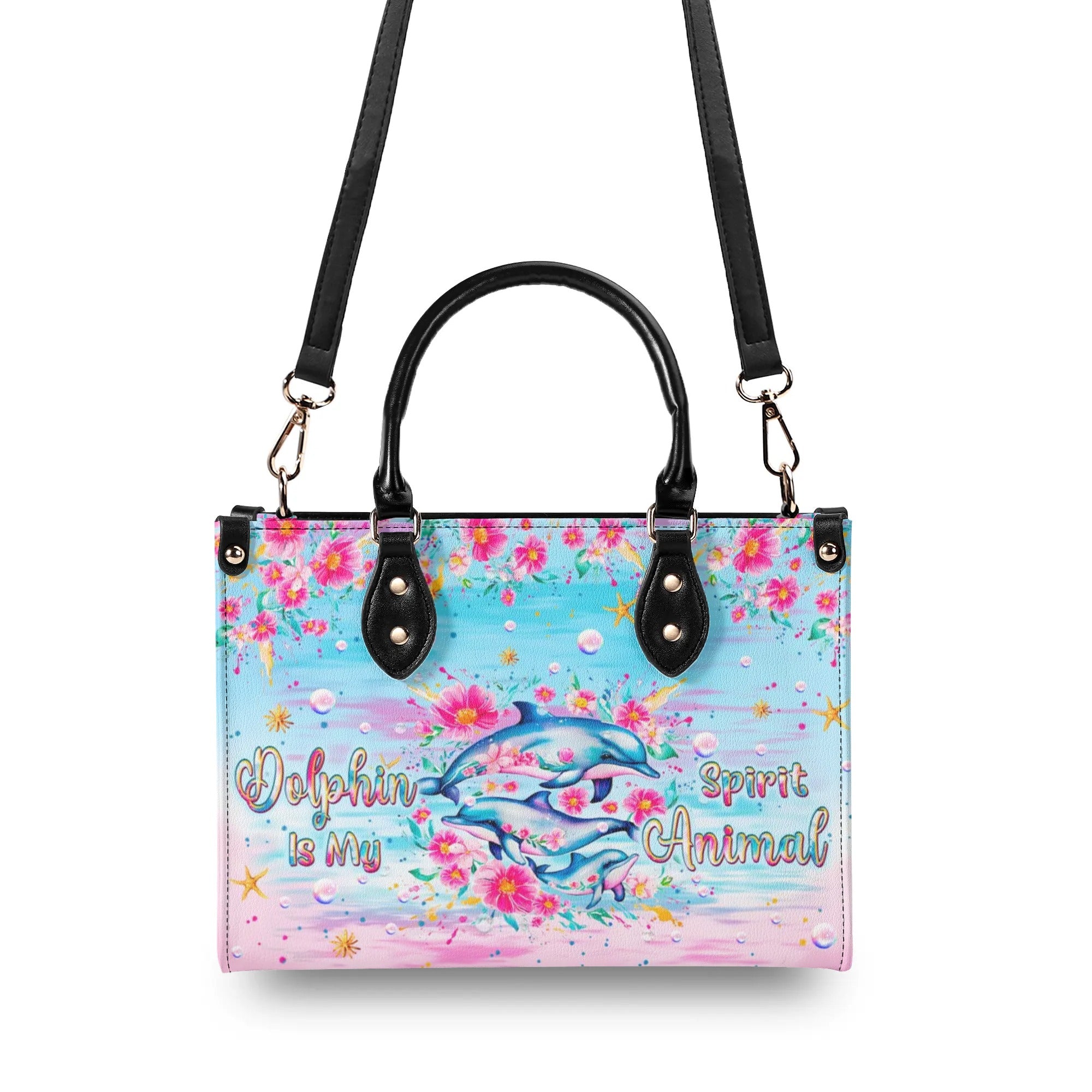 DOLPHIN IS MY SPIRIT ANIMAL LEATHER HANDBAG - TLPQ1806242