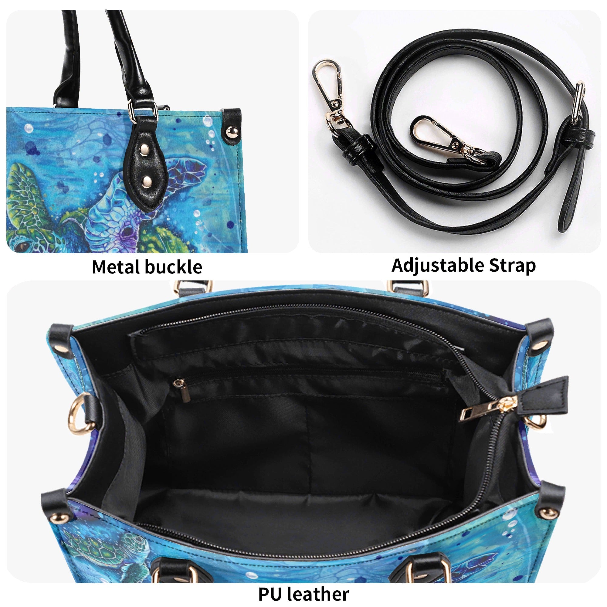 SALTWATER HEALS EVERYTHING TURTLE  LEATHER HANDBAG - TLNT0612245