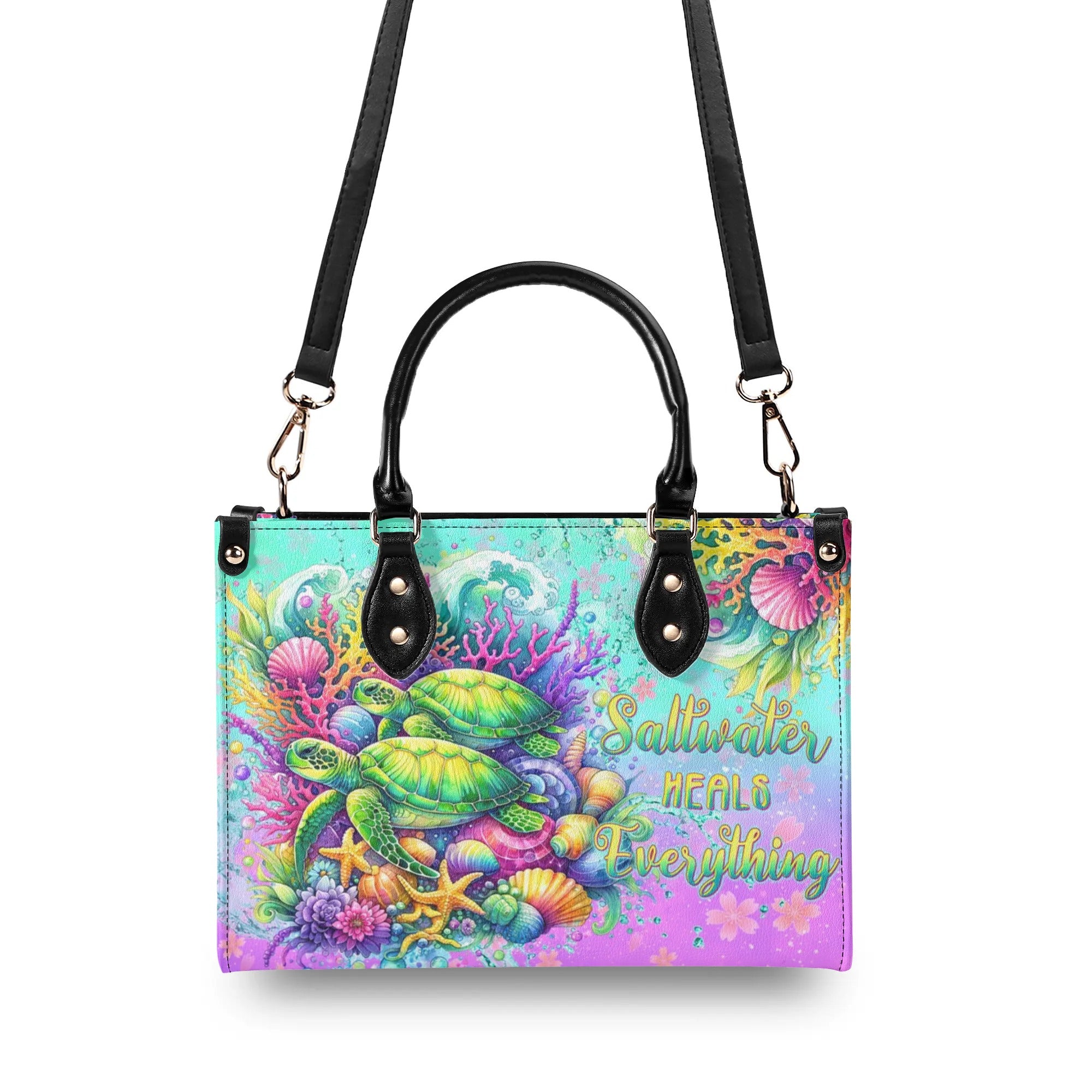 SALTWATER HEALS EVERYTHING TURTLE LEATHER HANDBAG - TLTW3105243