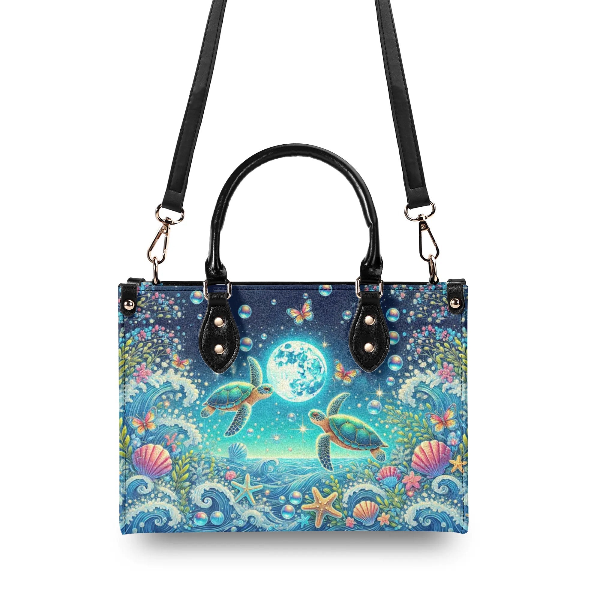 SEA TURTLE MOON LEATHER HANDBAG - TLNT2606245