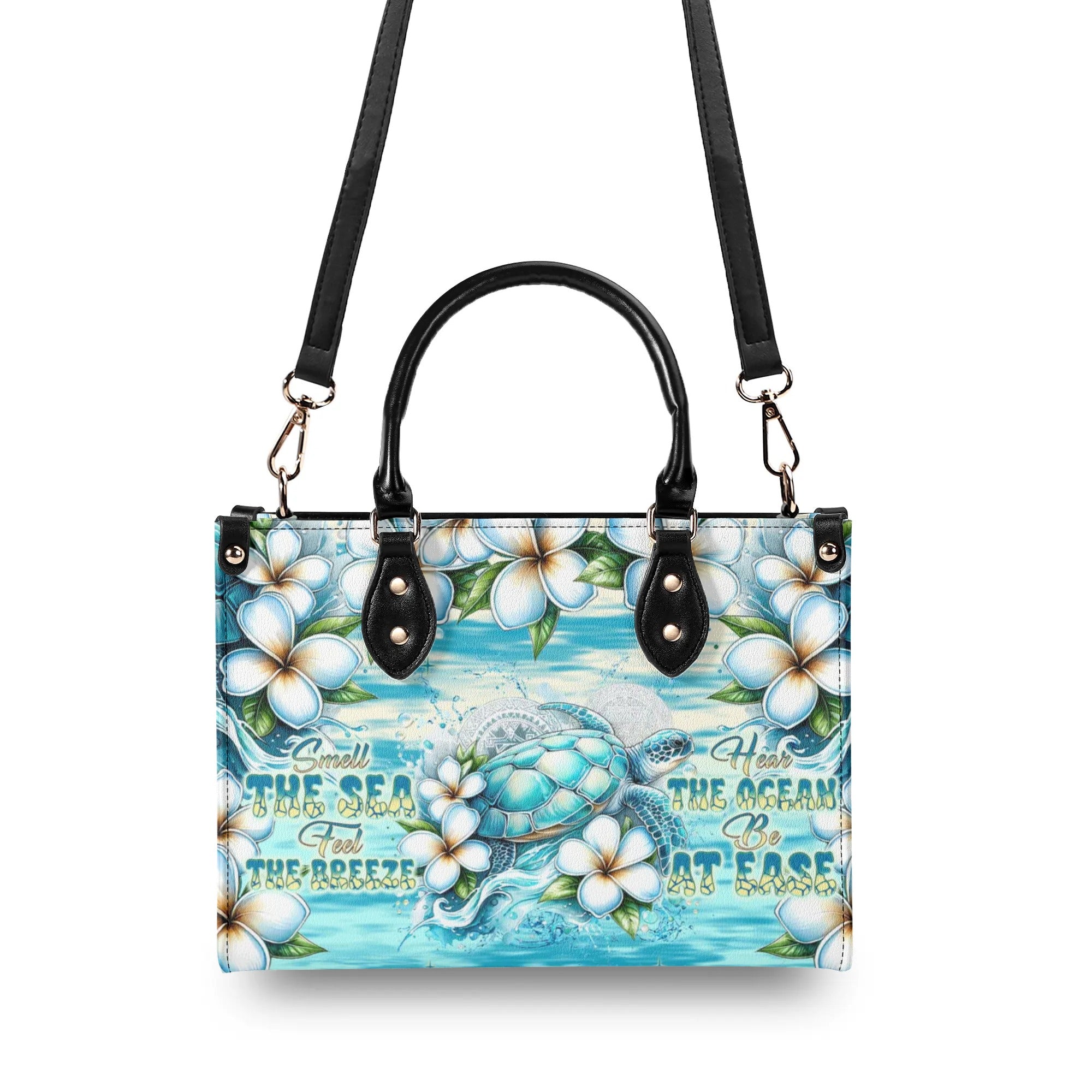 SMELL THE SEA FEEL THE BREEZE TURTLE LEATHER HANDBAG - TLNT1007244