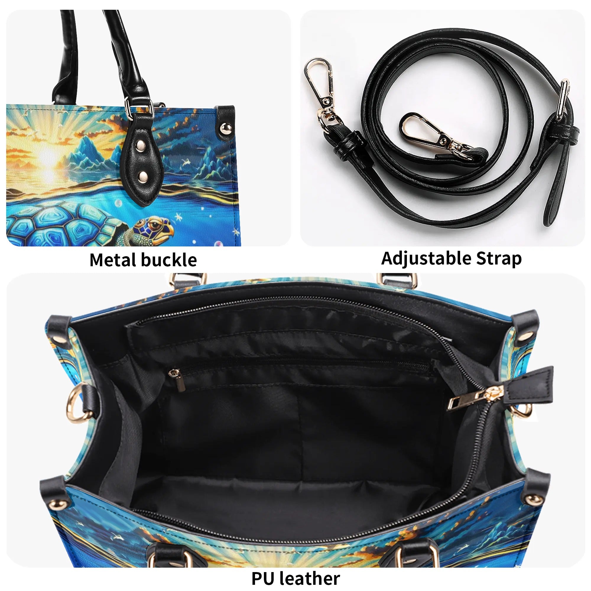 SALTWATER HEALS EVERYTHING TURTLE LEATHER HANDBAG - TLPQ0810244