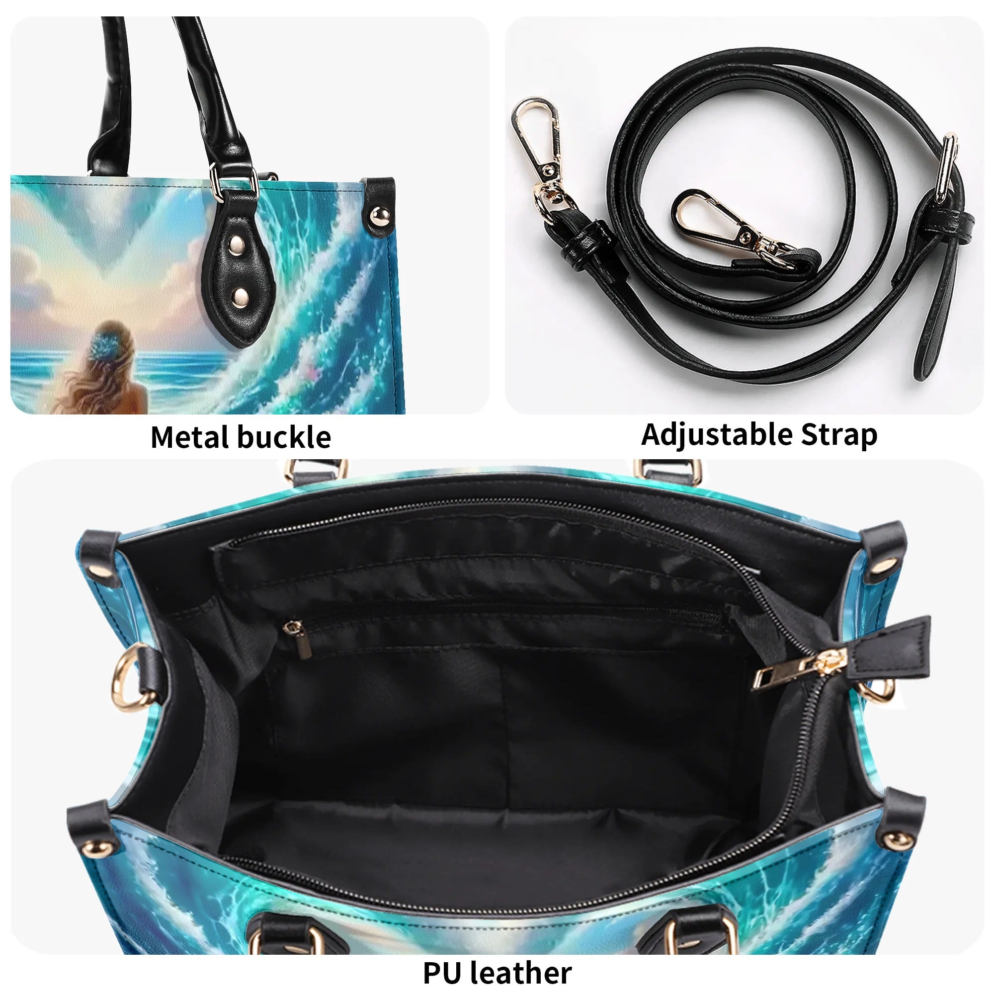 MERMAID WAVES LEATHER HANDBAG - YHLT0410244