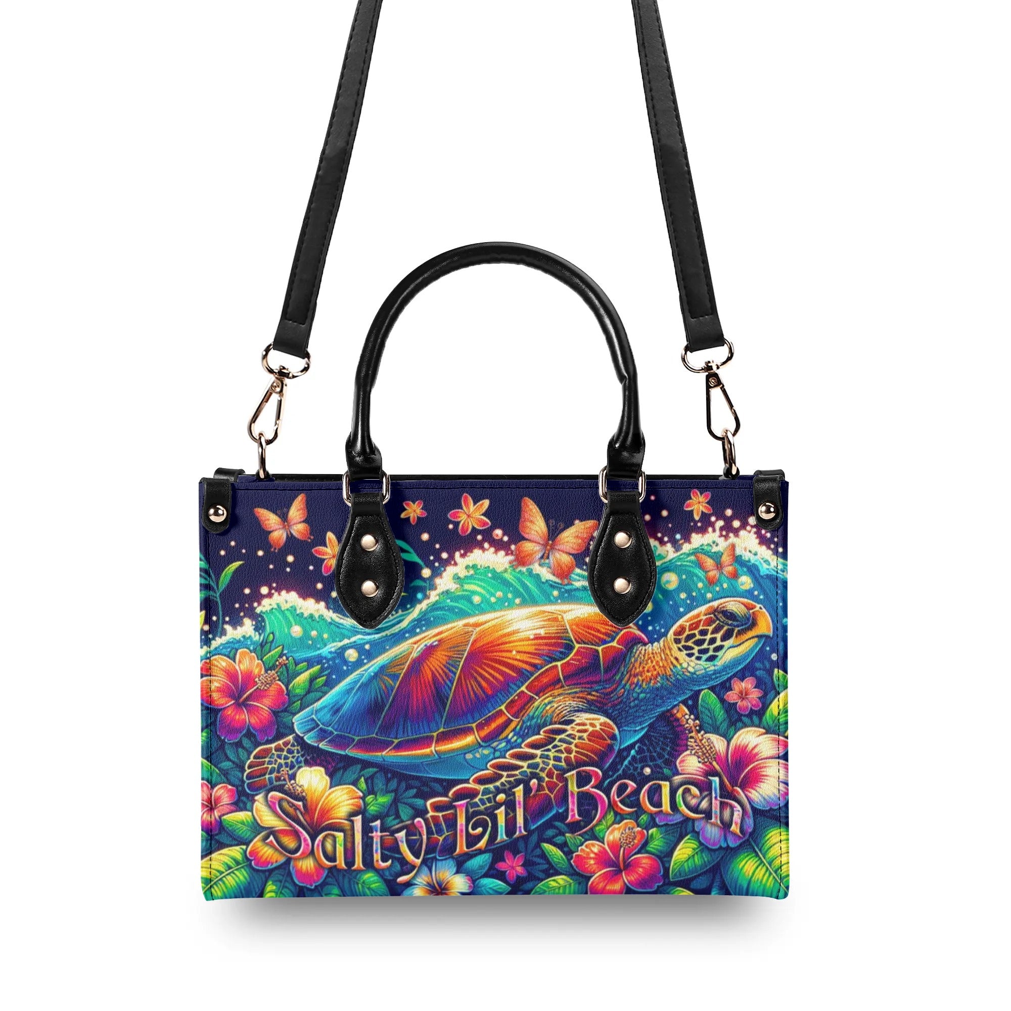 SALTY LIL' BEACH TURTLE LEATHER HANDBAG - TLNO0507245