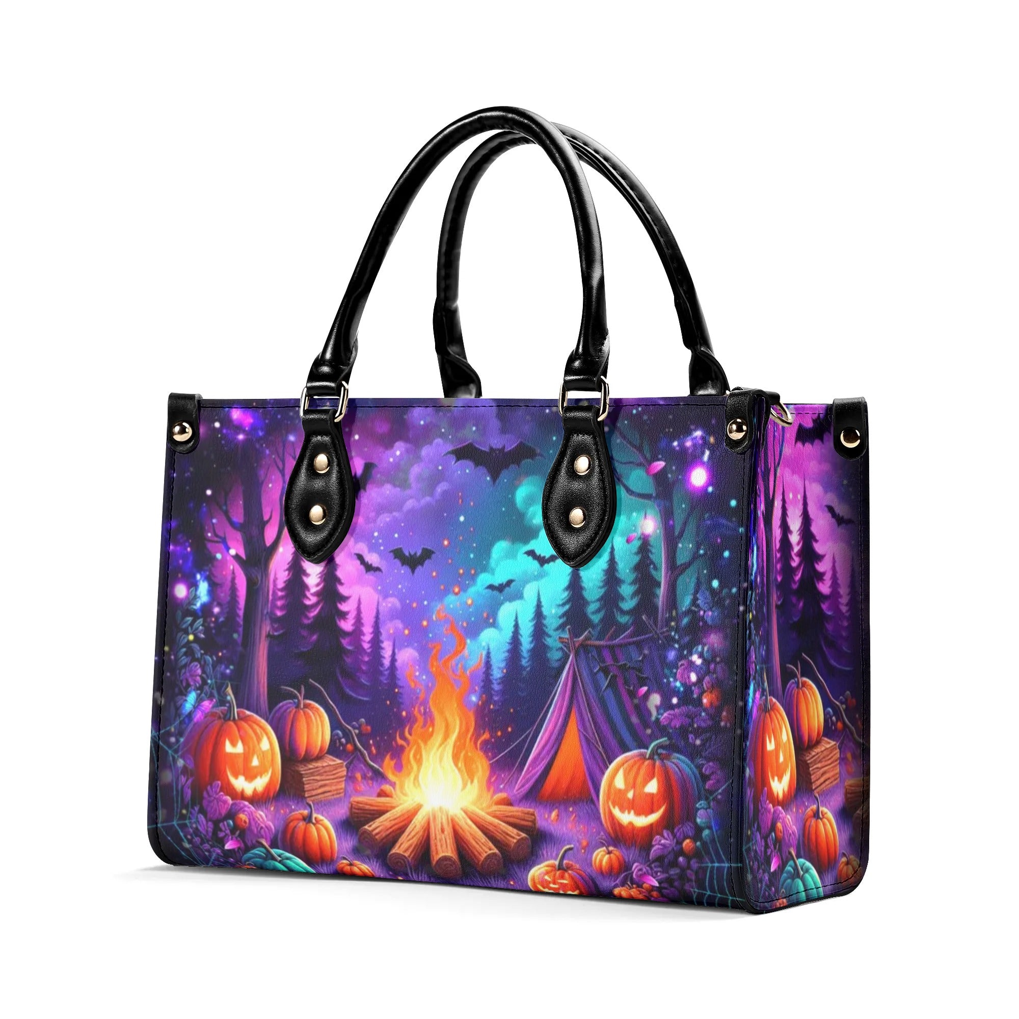 GLOWING CAMPFIRE HALLOWEEN LEATHER HANDBAG - YHDU2608244