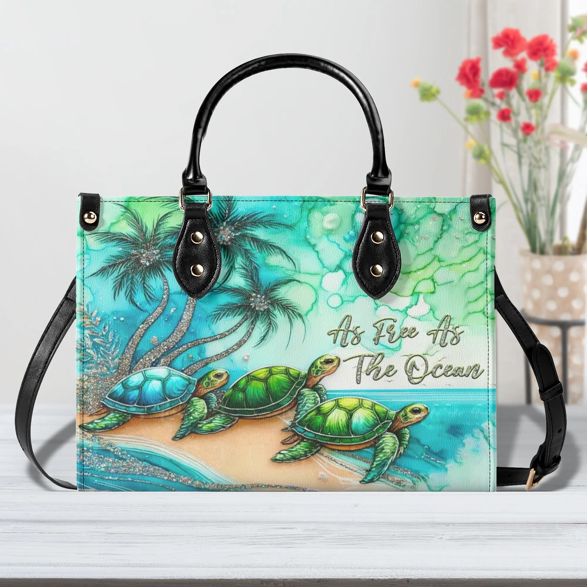 AS FREE AS THE OCEAN TURTLE LEATHER HANDBAG - TLTR1507244