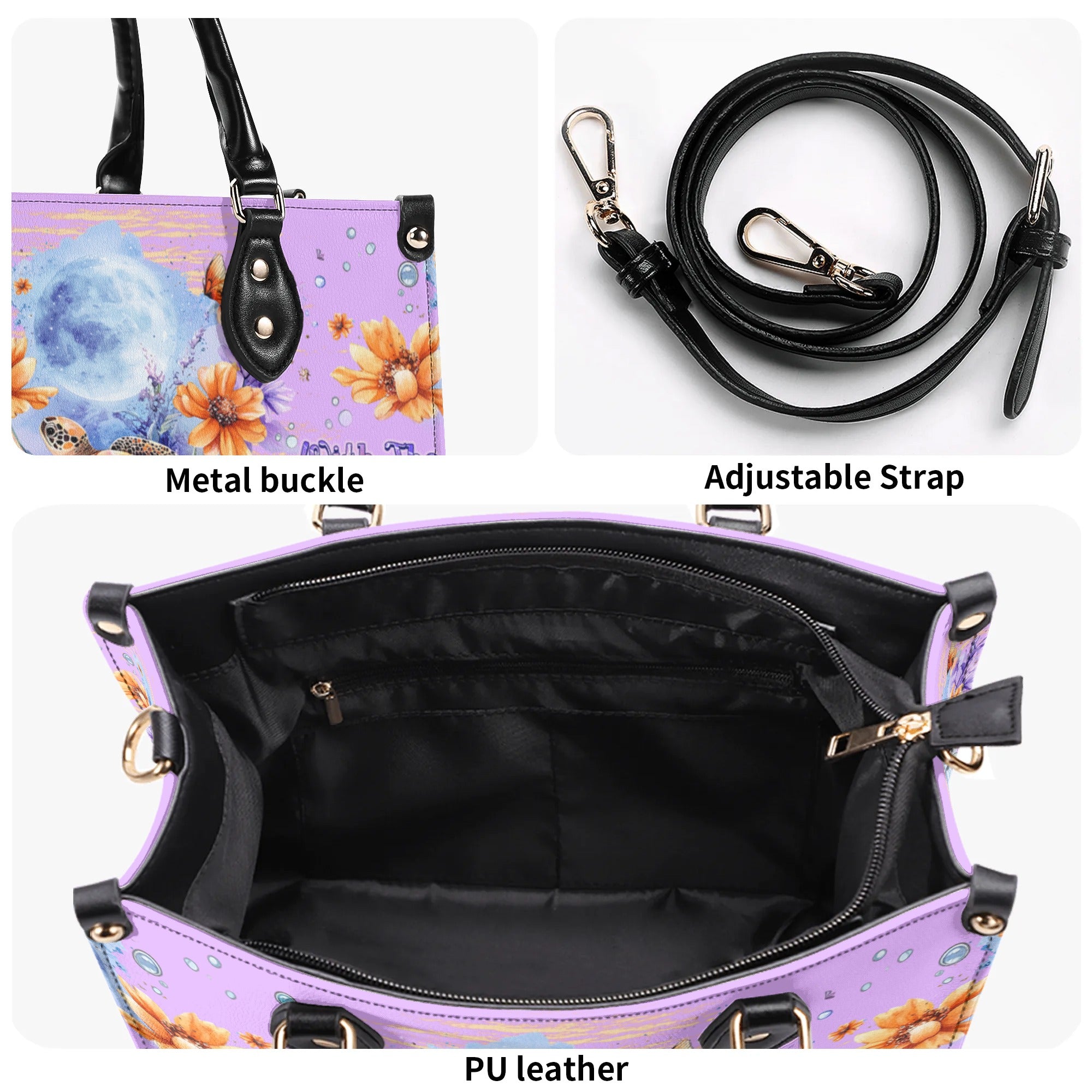 SOME GIRLS ARE JUST BORN TURLTE WATERCOLOR LEATHER HANDBAG - TLNZ1110245