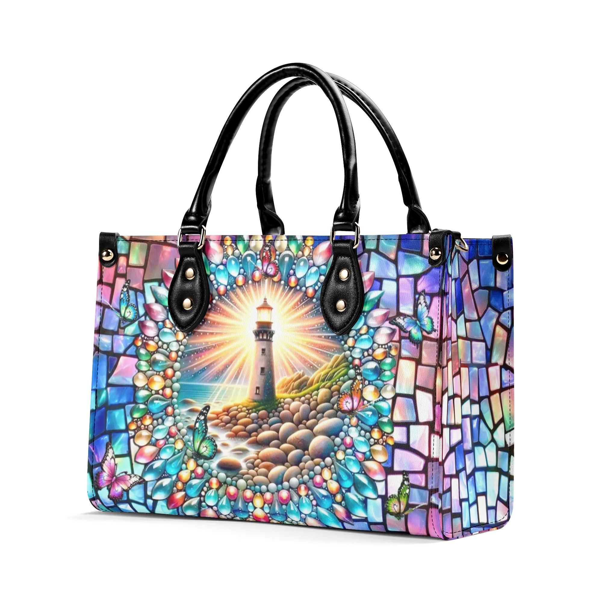 LIGHTHOUSE STAINED GLASS LEATHER HANDBAG - YHLT1106242