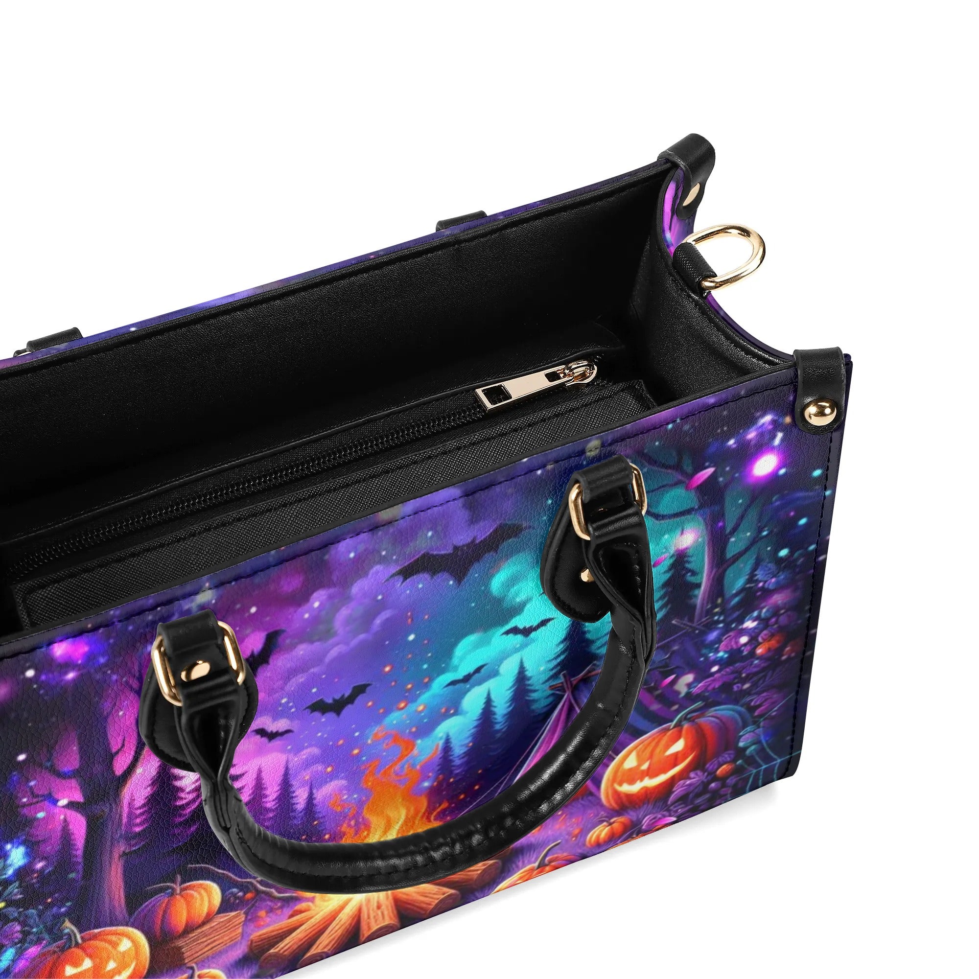 GLOWING CAMPFIRE HALLOWEEN LEATHER HANDBAG - YHDU2608244