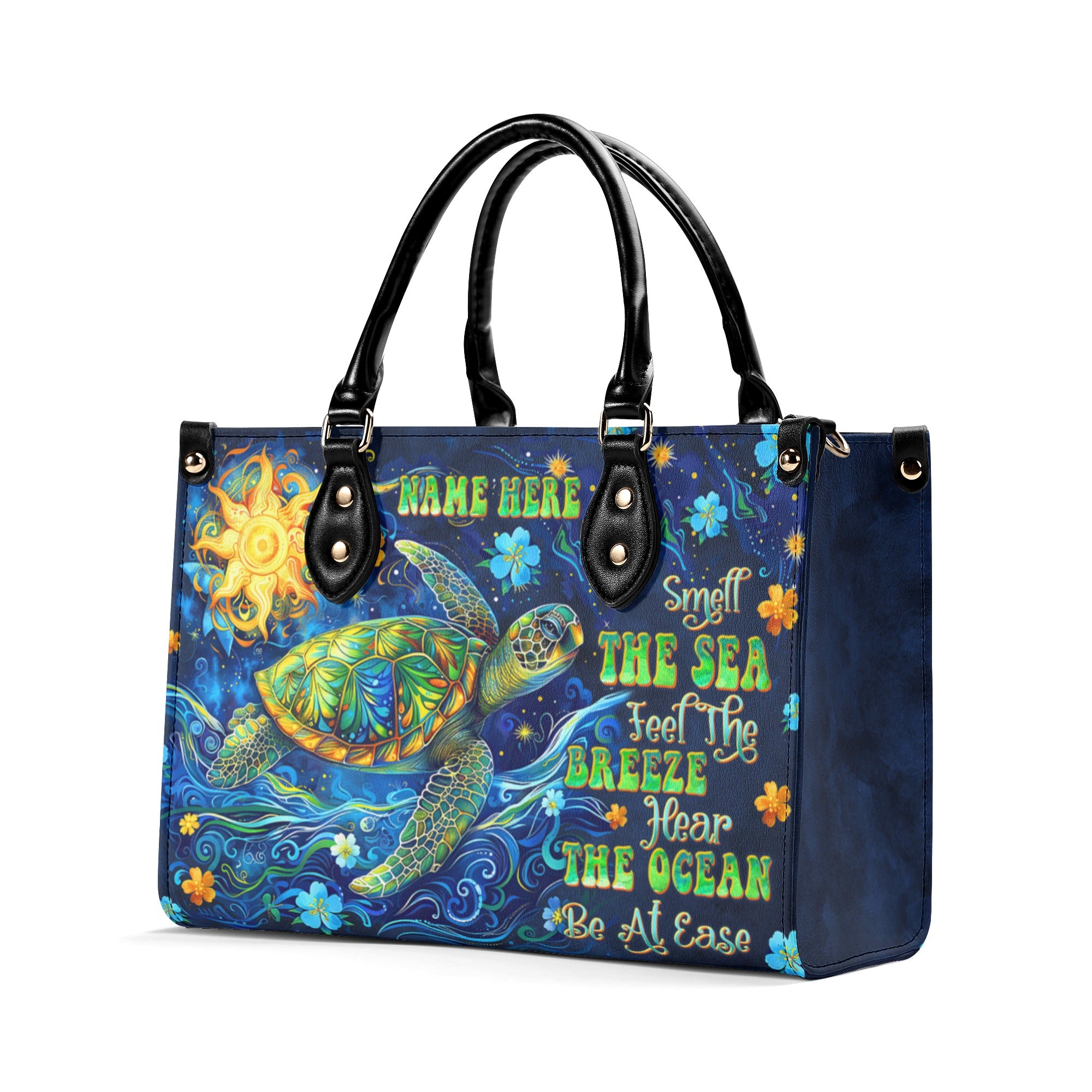 SMELL THE SEA FEEL THE BREEZE TURTLE  LEATHER HANDBAG - TLTW2712243