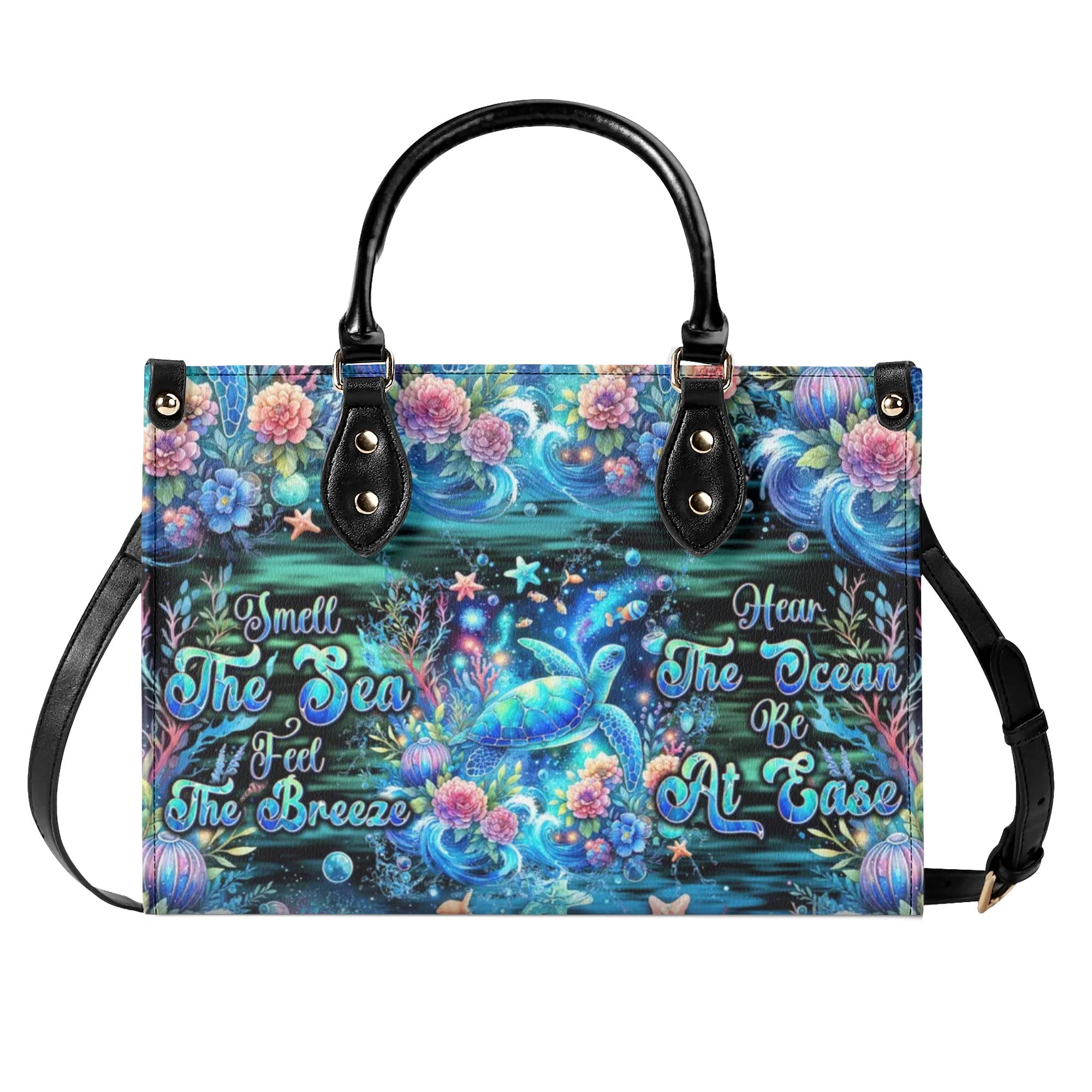 SMELL THE SEA FEEL THE BREEZE TURTLE LEATHER HANDBAG - TLNT0409244