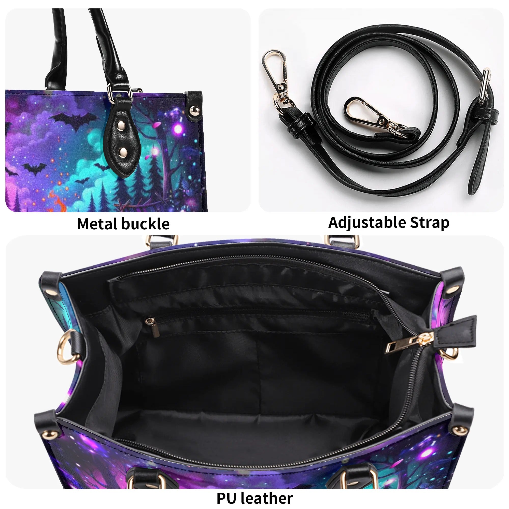 GLOWING CAMPFIRE HALLOWEEN LEATHER HANDBAG - YHDU2608244