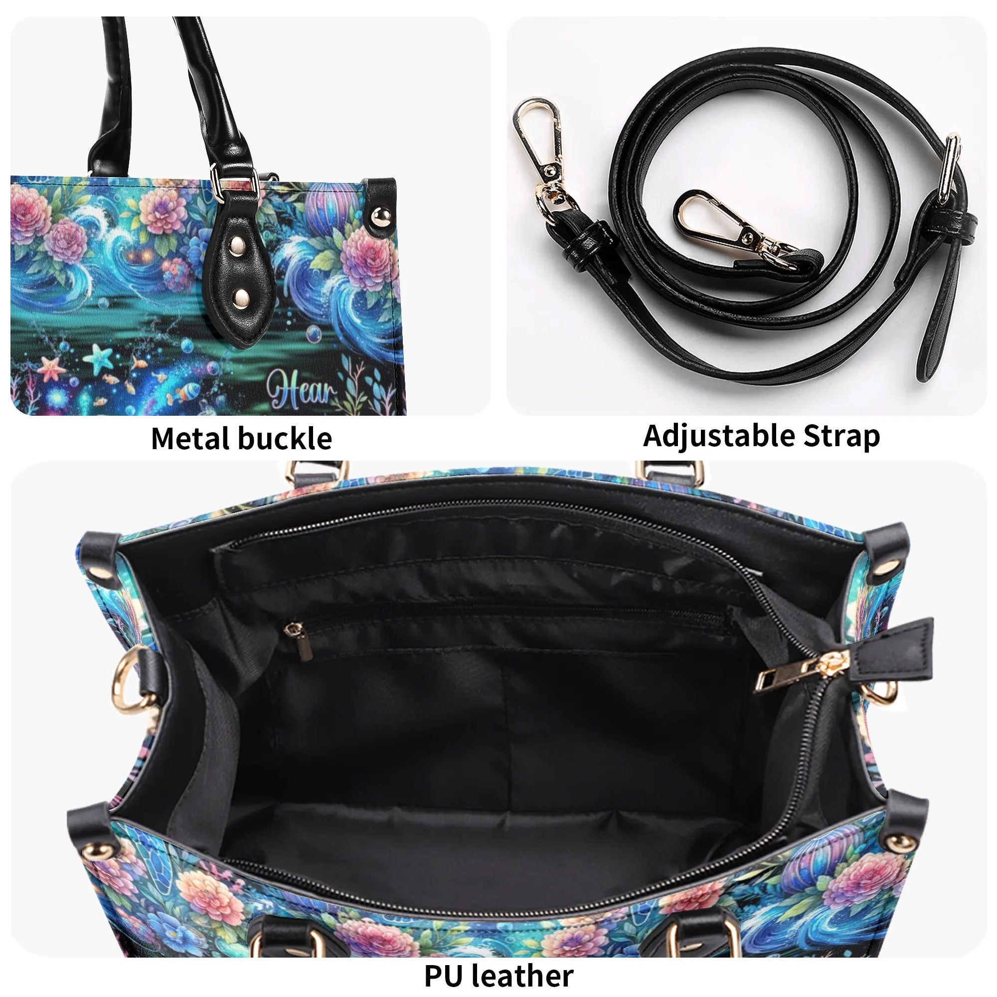 SMELL THE SEA FEEL THE BREEZE TURTLE LEATHER HANDBAG - TLNT0409244