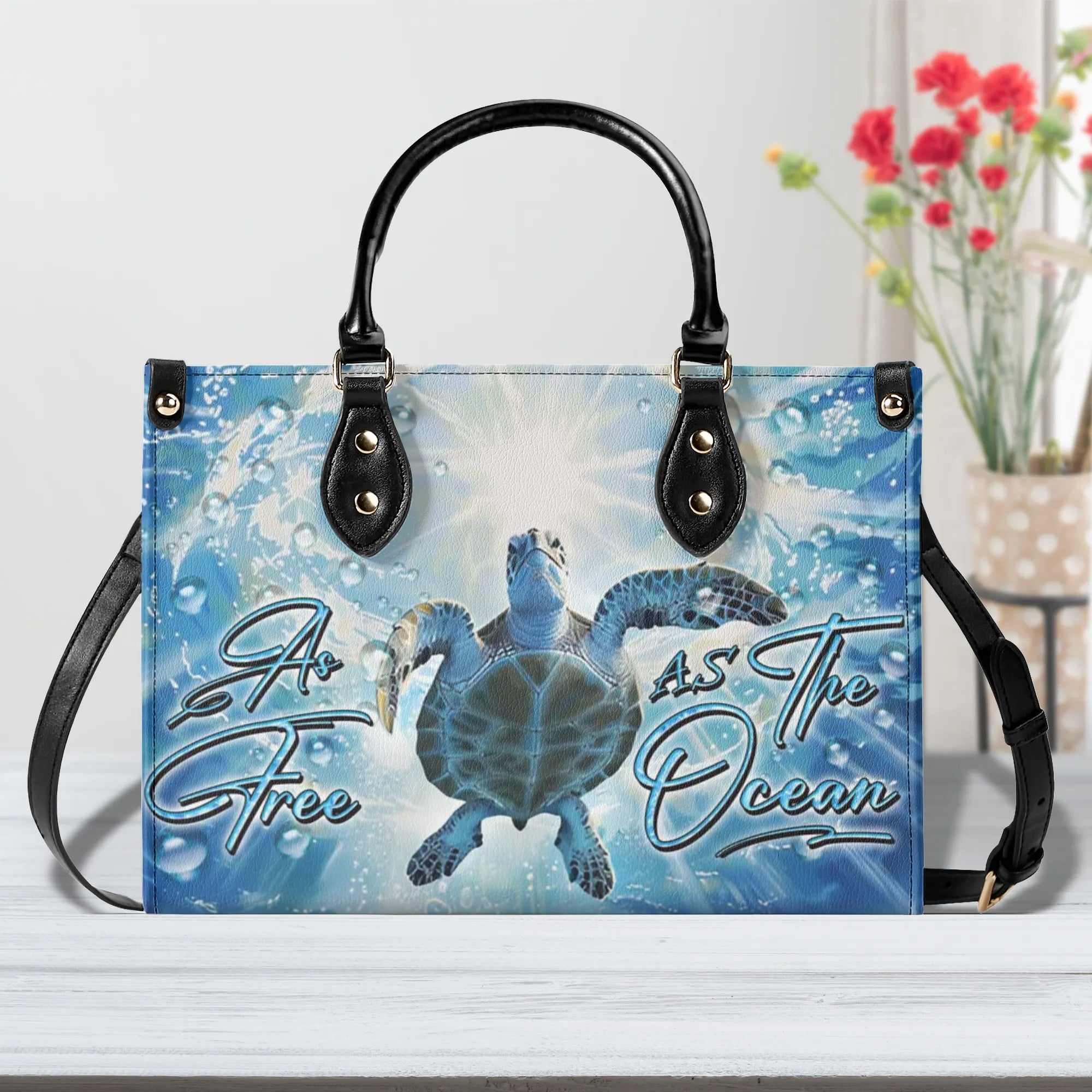 OCEAN TURTLE LEATHER HANDBAG - YHDU1907242